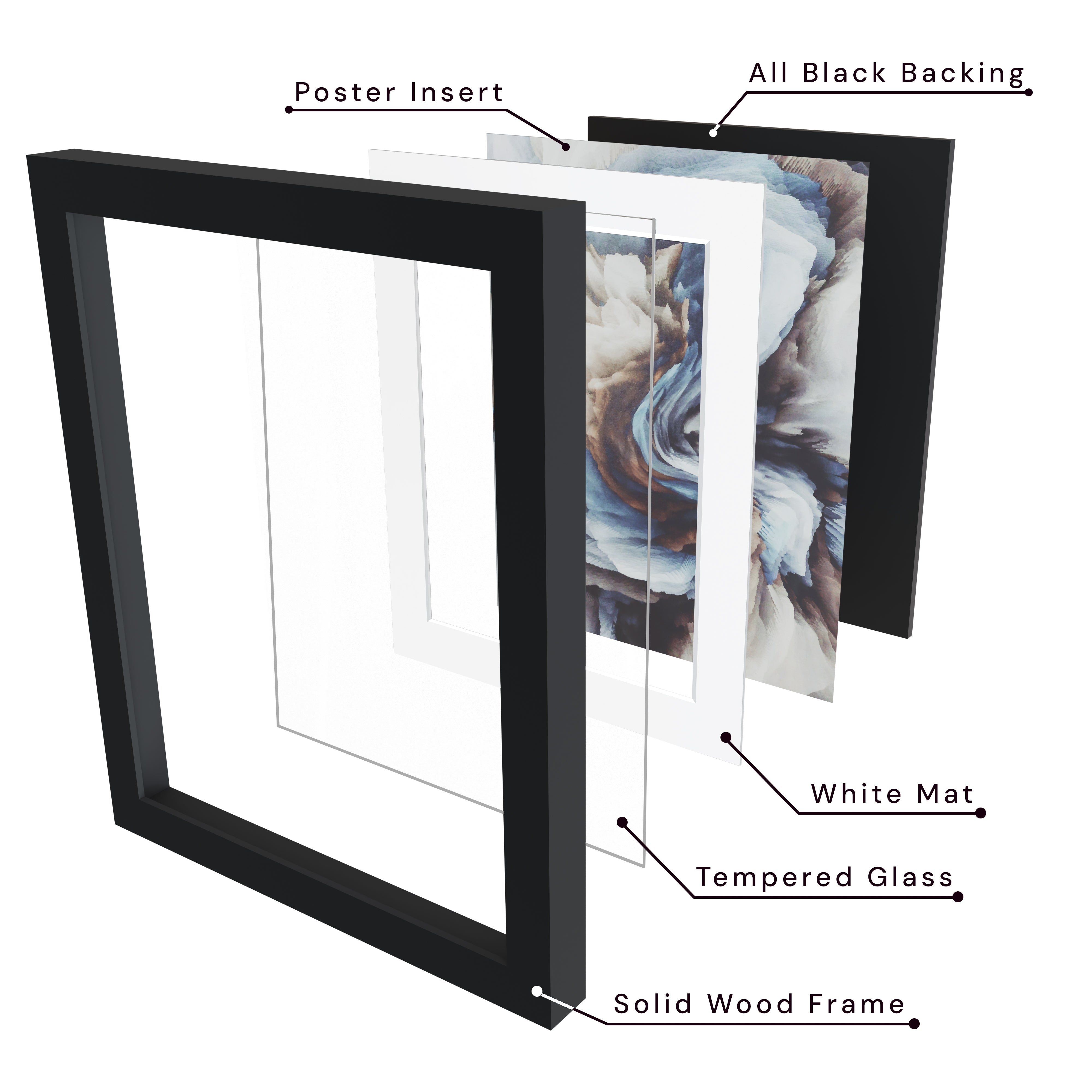 12x20 Matted Wood Frame