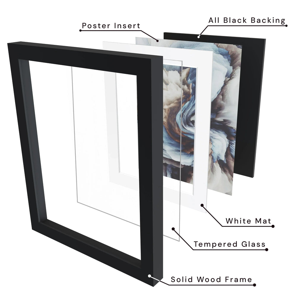 15x24 Wood Frame, Matted to 12x20, Glass Front | Frame Amo