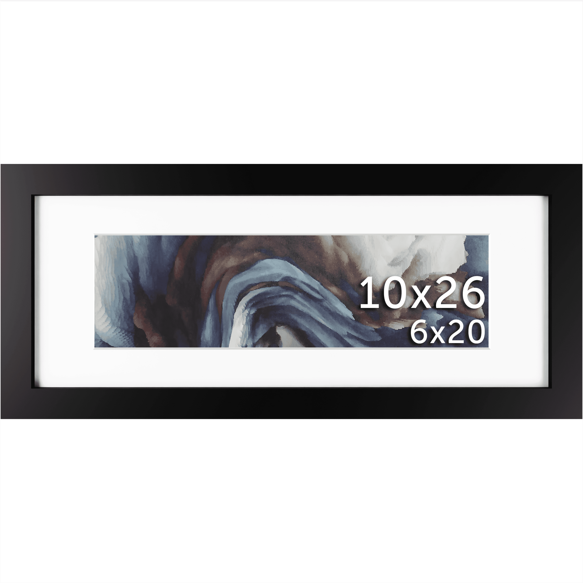 10x26 Frame Matted to 6x20 – Solid Wood Frame with Tempered Glass