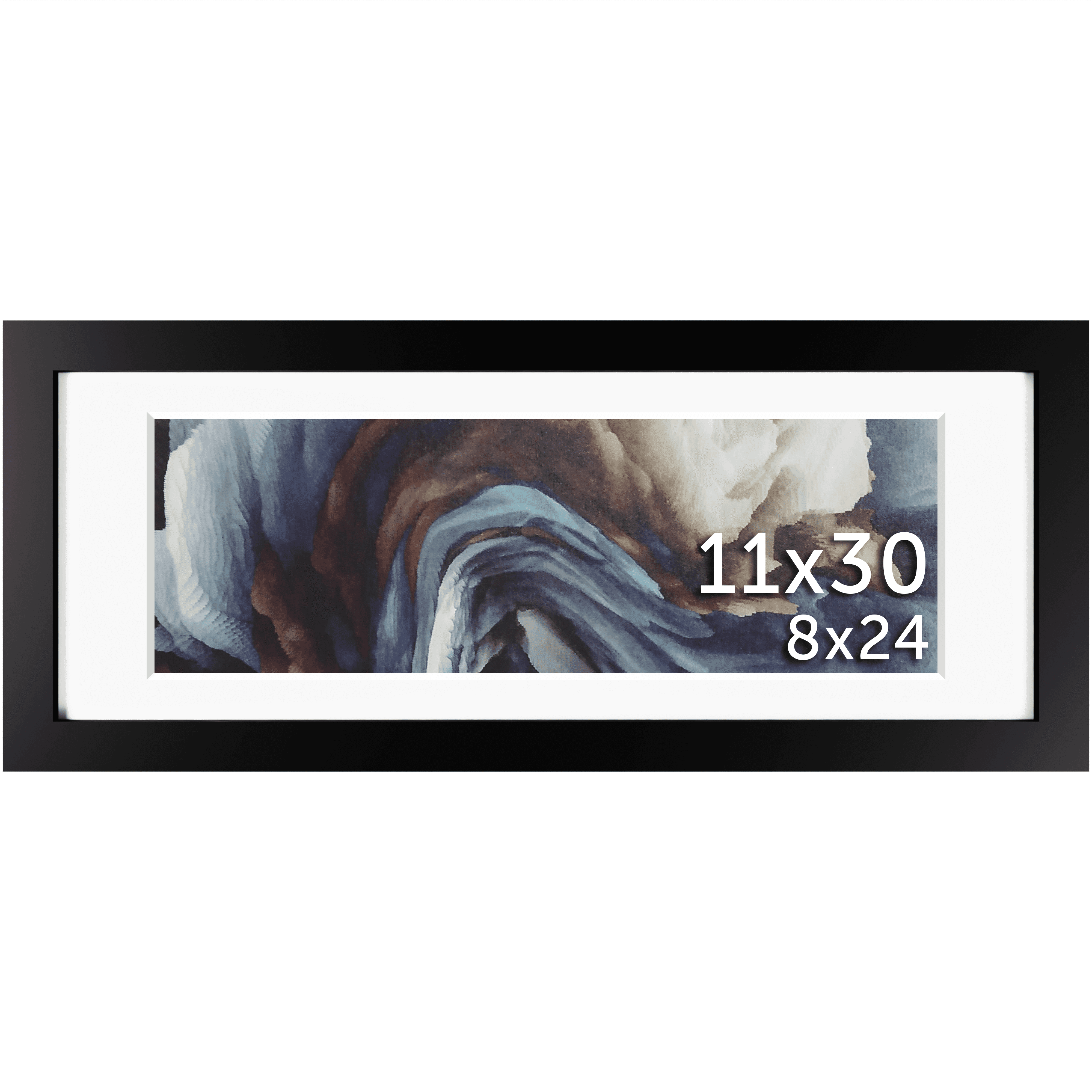 11x30 Black Matted Frame - Frame Amo