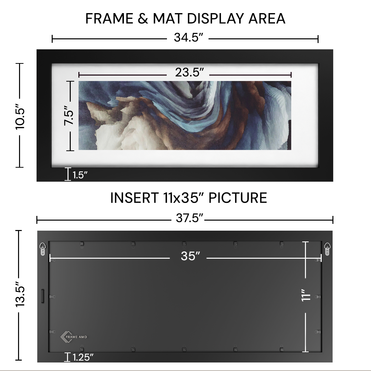 11x35 Matted Wood Frame - Signature Glass