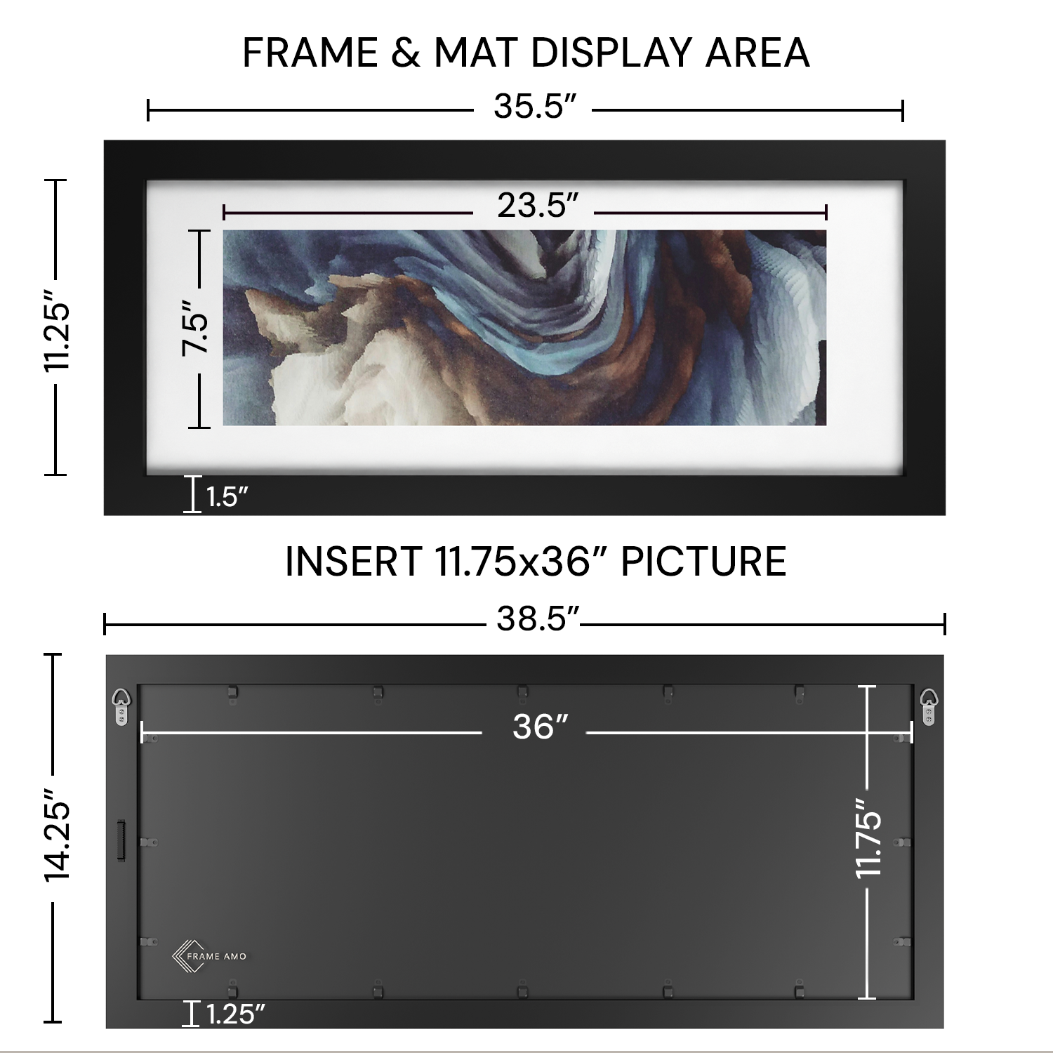 11.75x36 Matted Wood Frame - Signature Glass