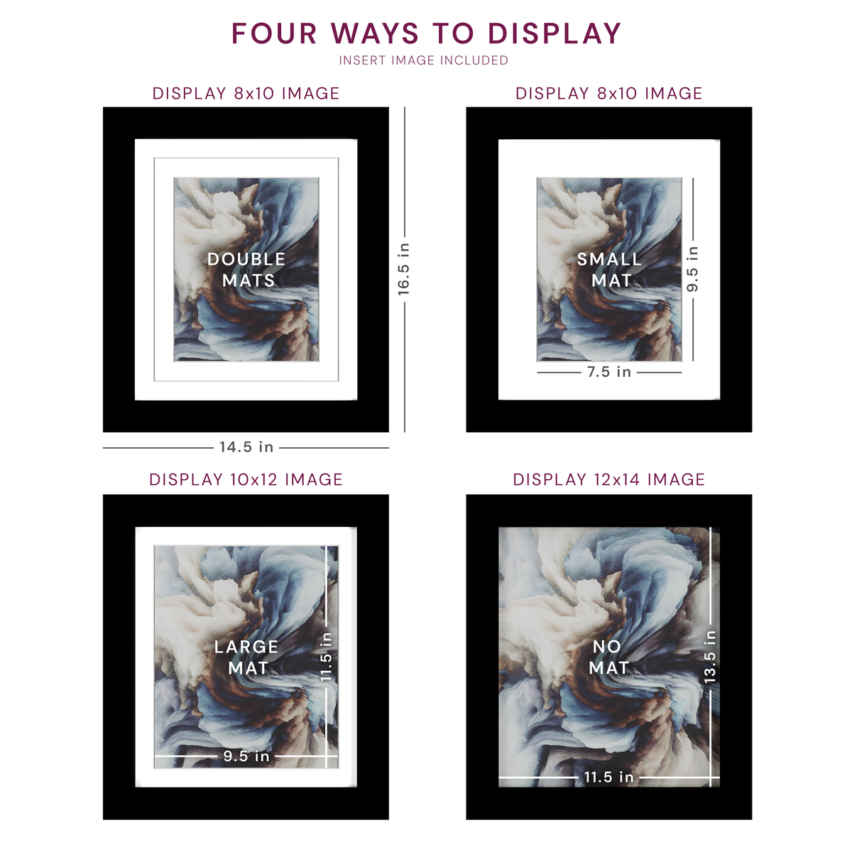 12x14 Wood Frame Double Matted to 10x12 and 8x10 - Glass