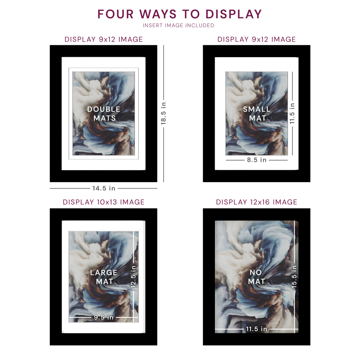 12x16 Wood Frame Double Matted to 10x13 and 9x12 - Glass