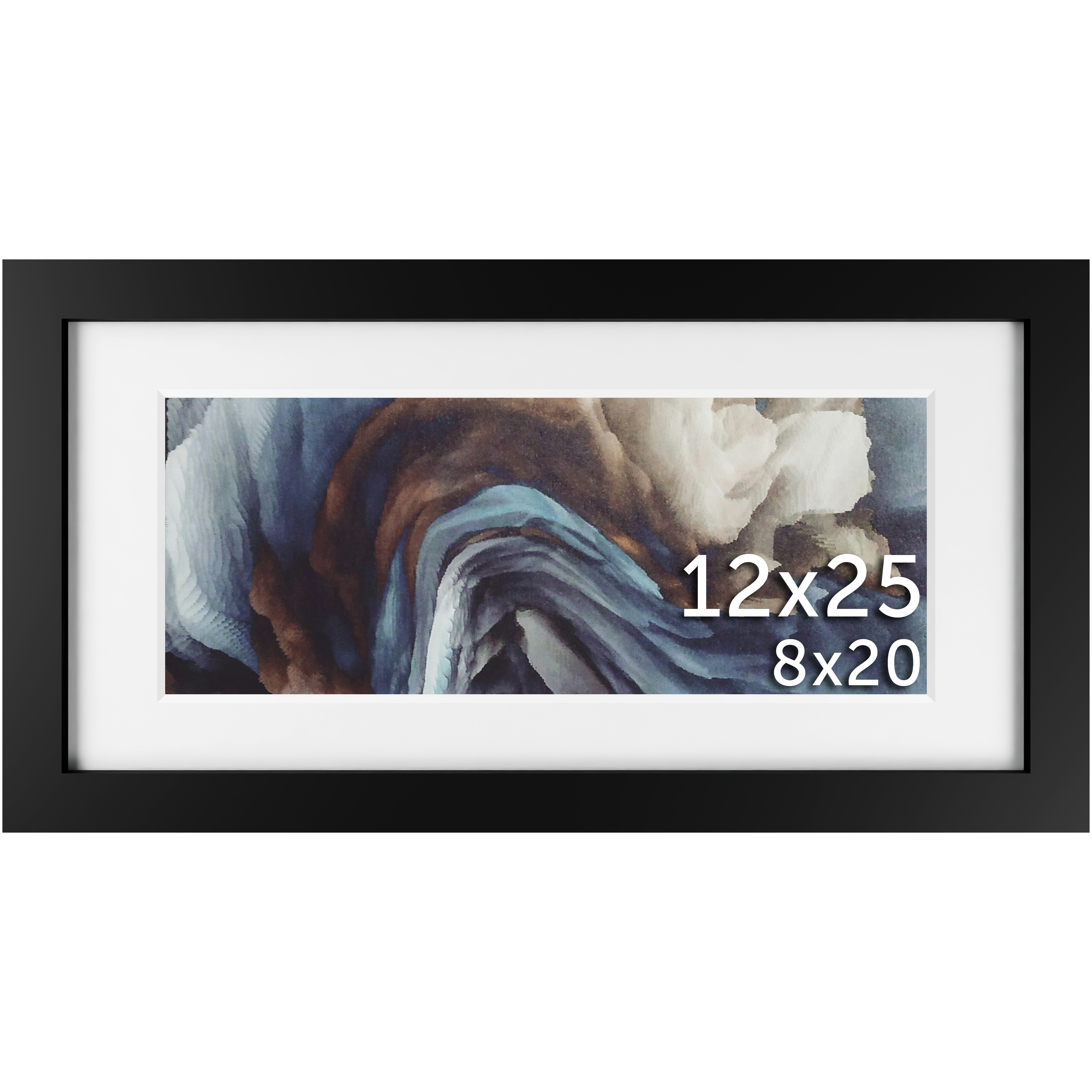 12x25 Black Matted Frame - Frame Amo