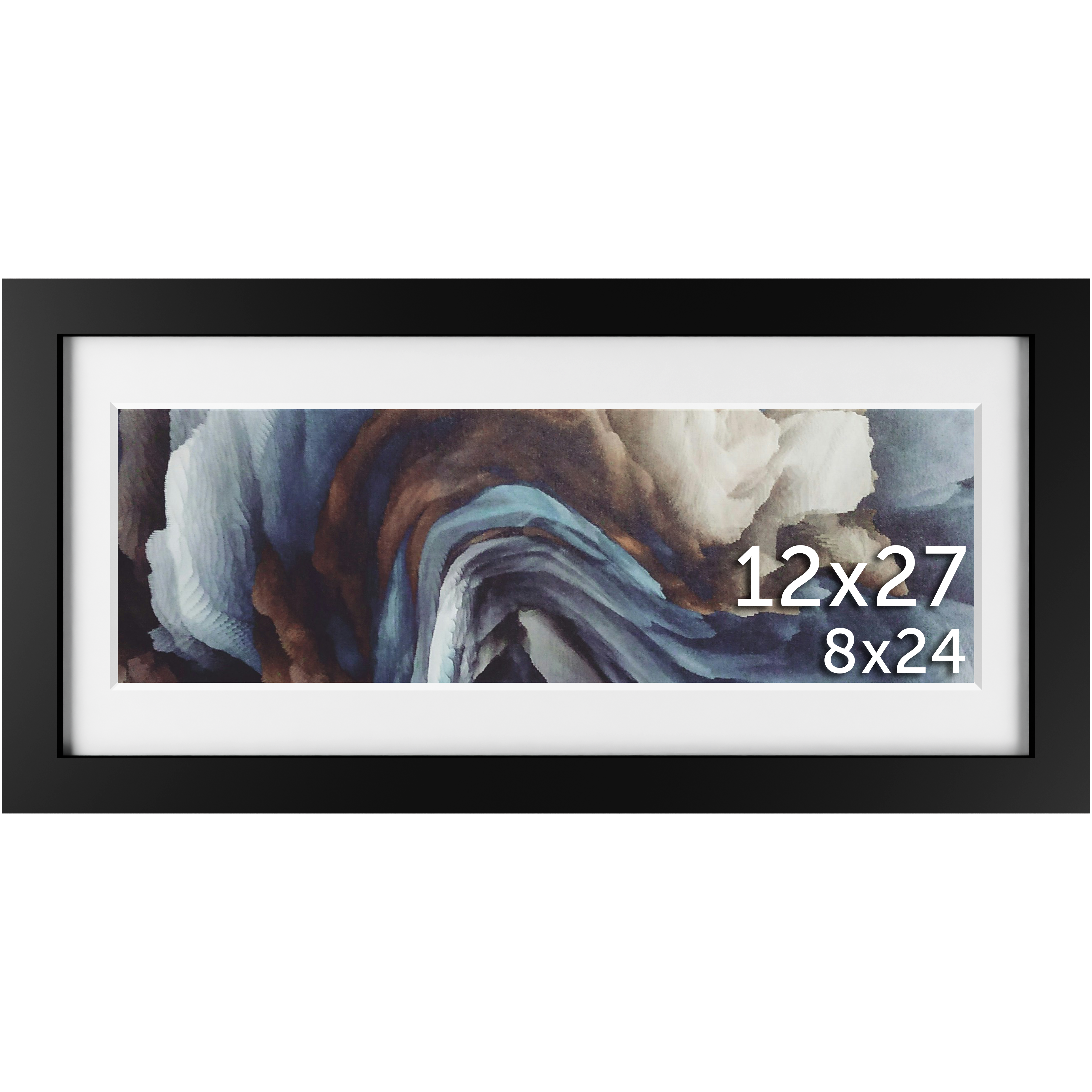 12x27 Black Matted Frame - Frame Amo