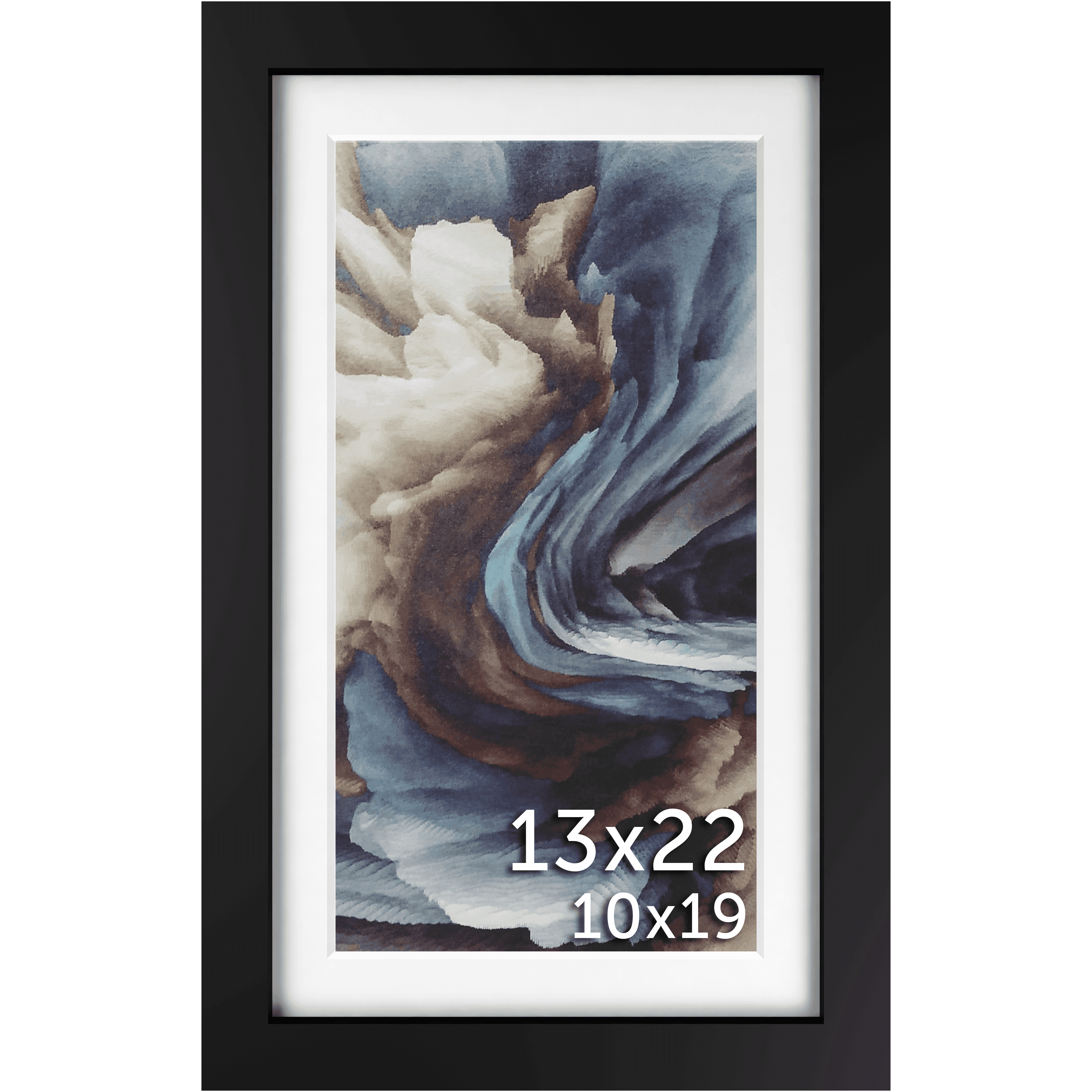 13x22 Black Matted Frame - Frame Amo