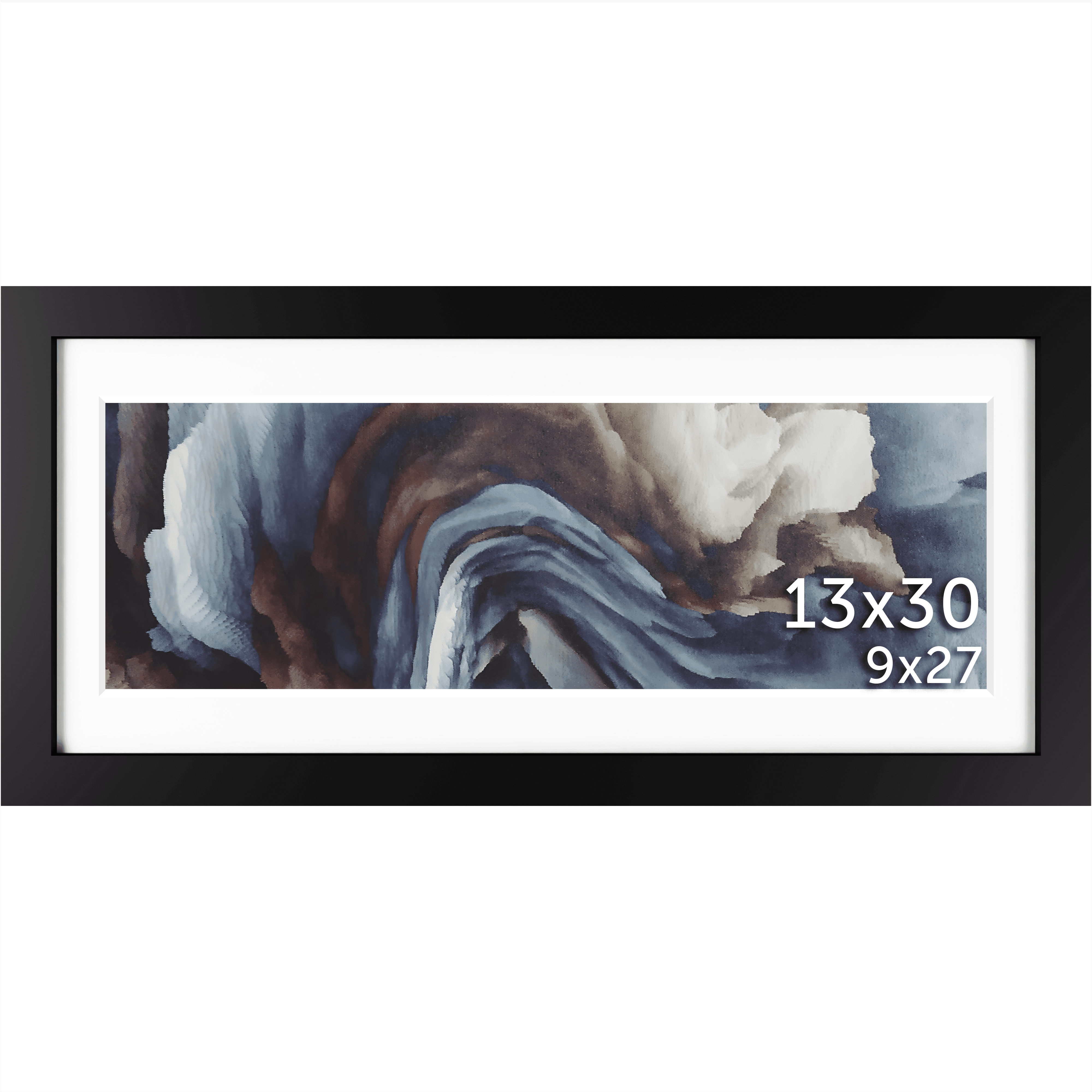 13x30 Frame Matted to 9x27 – Solid Wood Poster Frame with Tempered ...