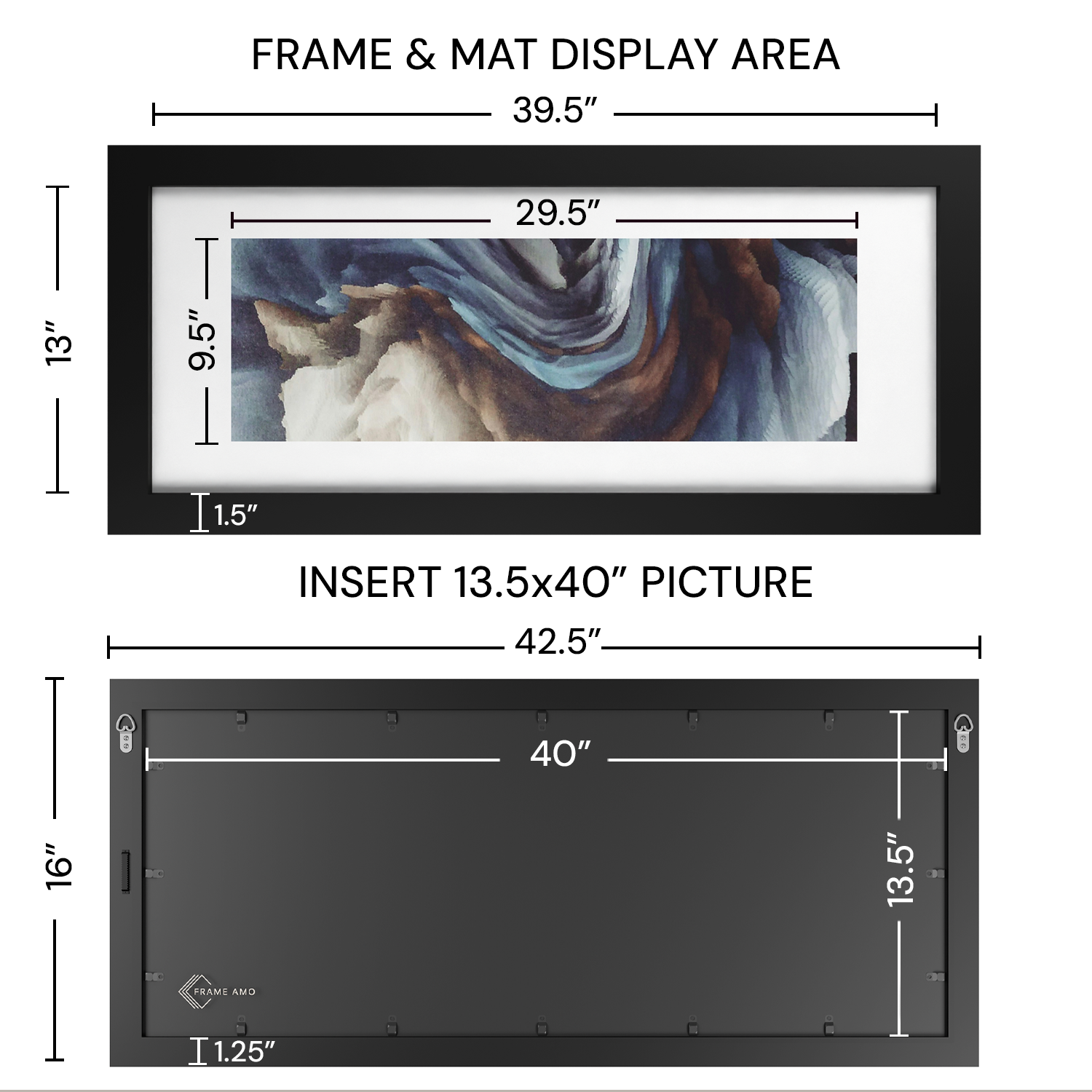 13.5x40 Matted Wood Frame - Signature Glass