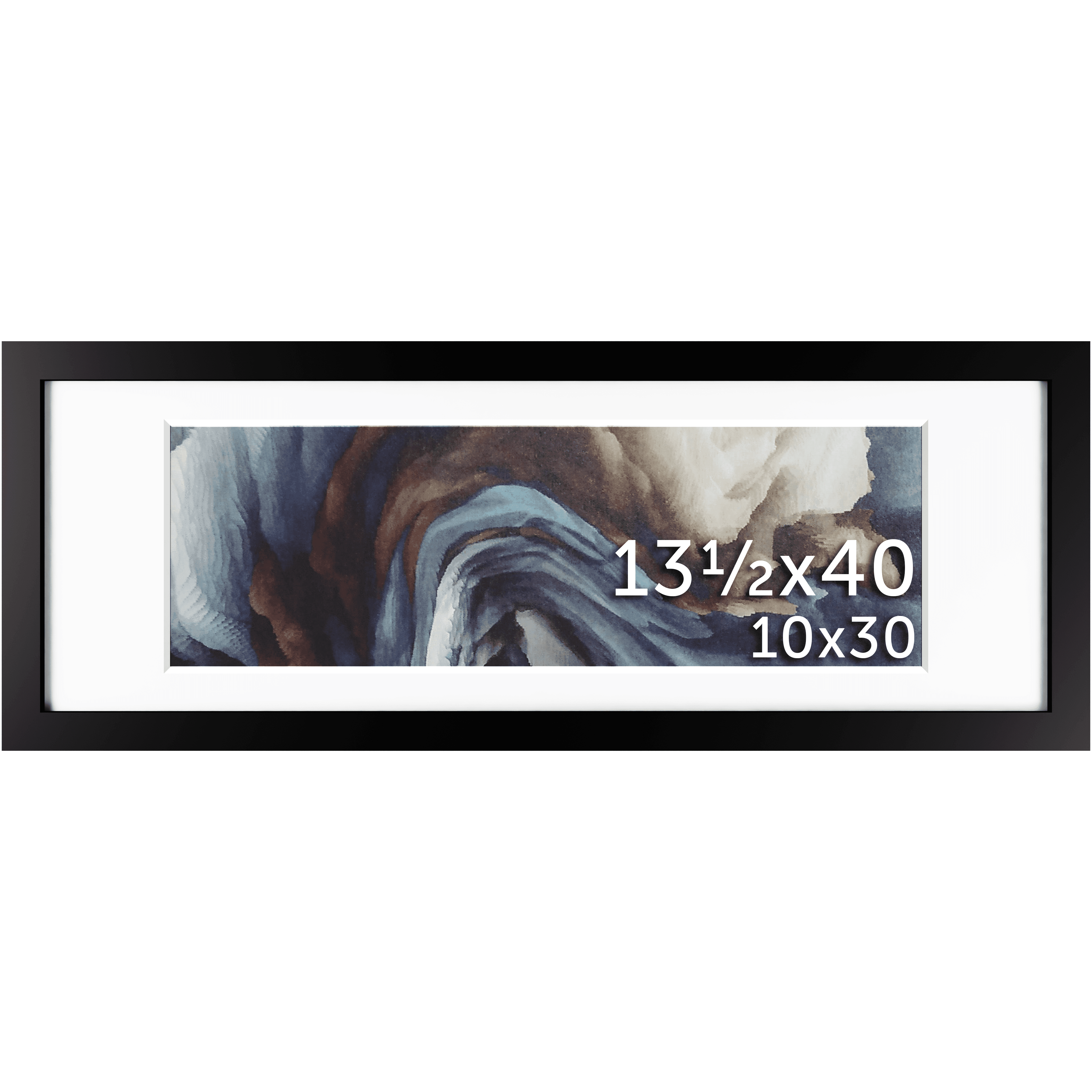 13.5x40 Wood Frame Matted to 10x30 – Tempered Glass | Frame Amo