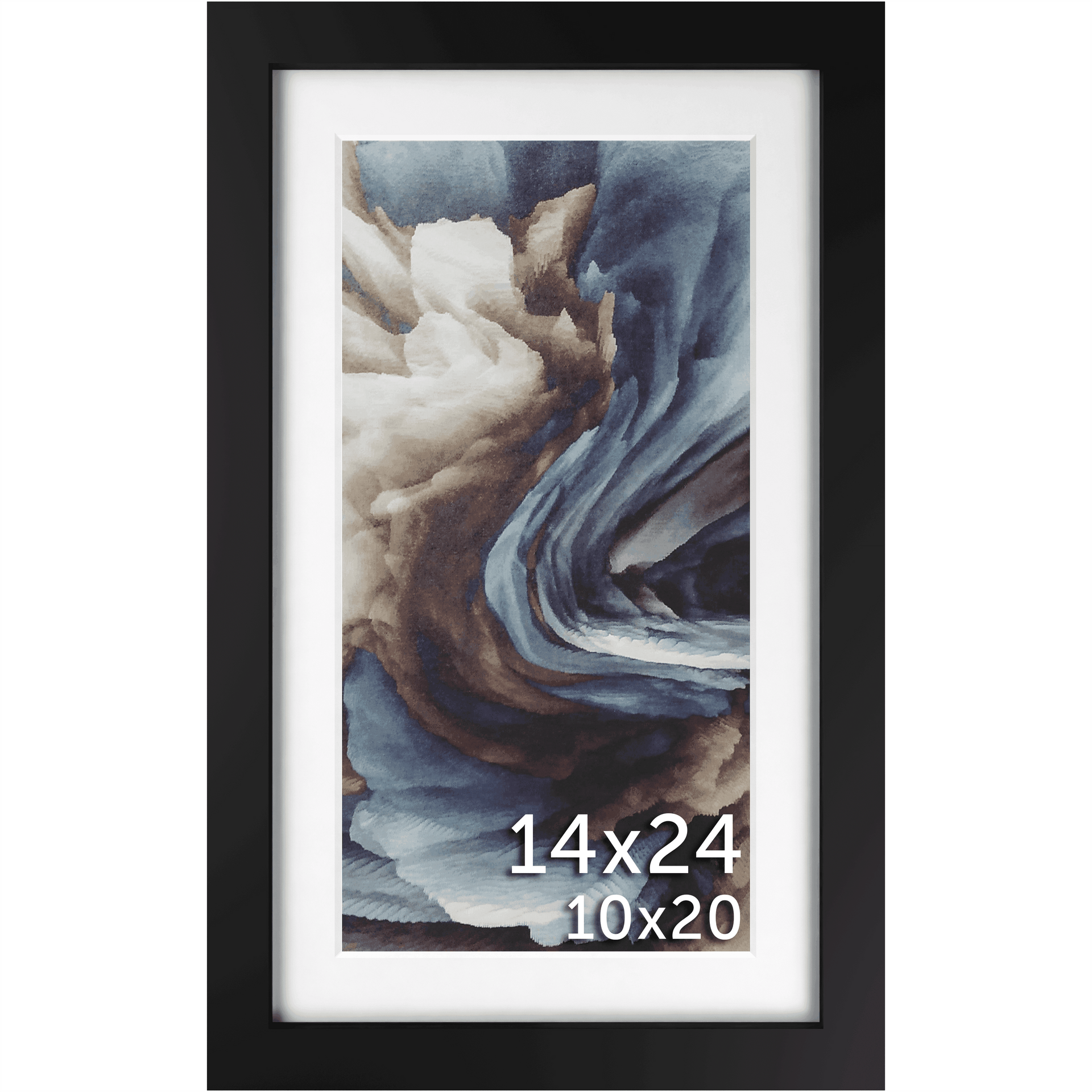 14x24 Frame Matted to 10x20 – Solid Wood & Tempered Glass | Frame Amo
