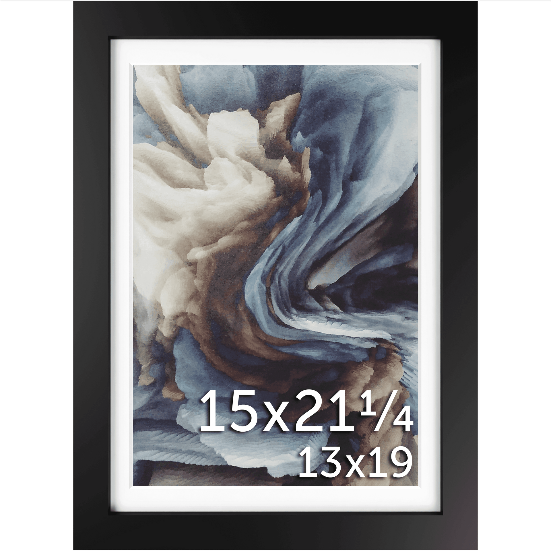 15x21.25 Frame Matted to 13x19 – Solid Wood Frame with Tempered