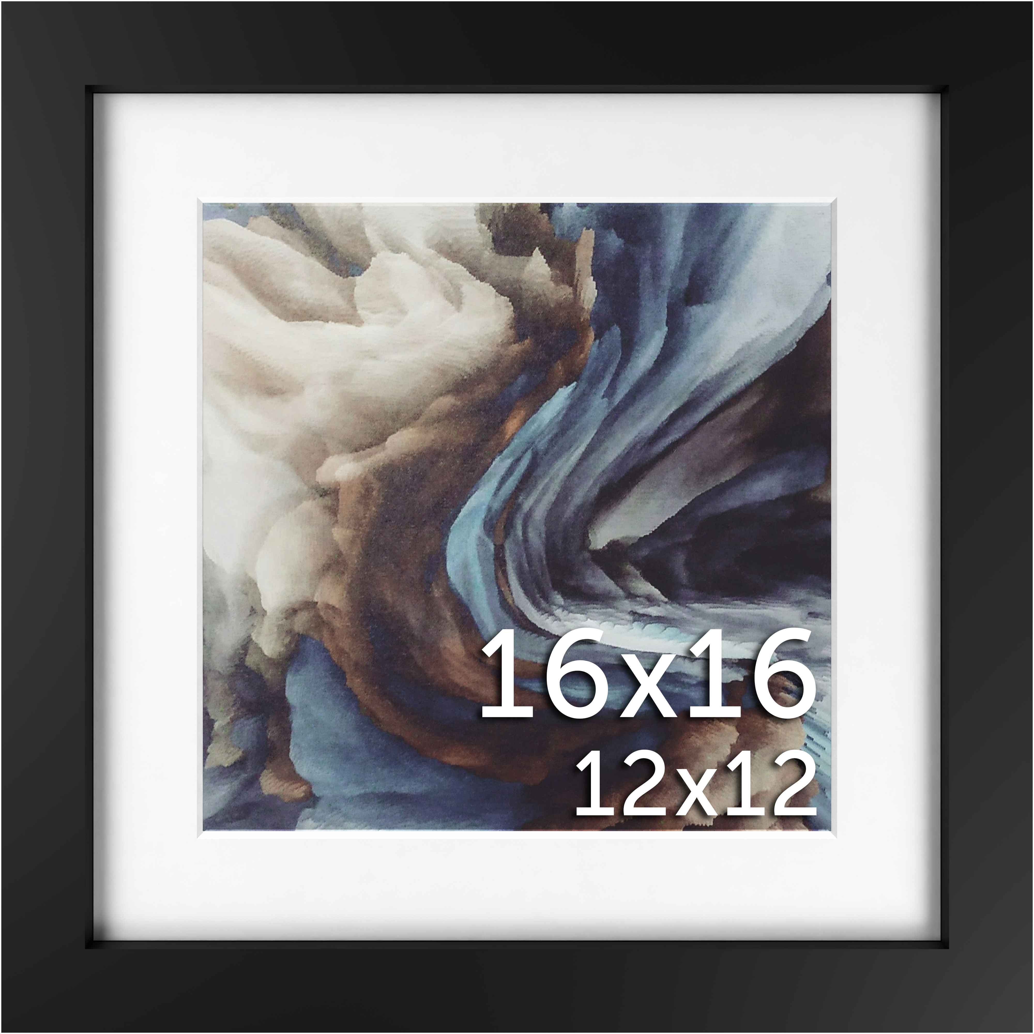 16x16 Black Matted Frame - Frame Amo