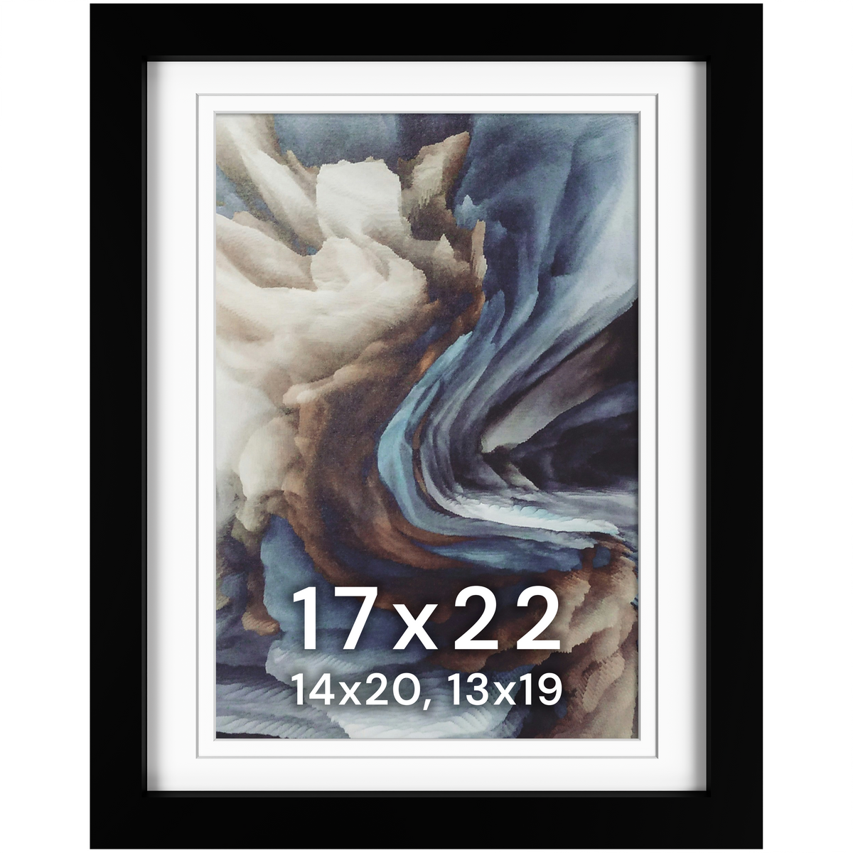 17x22 Wood Frame Double Matted to 14x20 and 13x19 - Glass