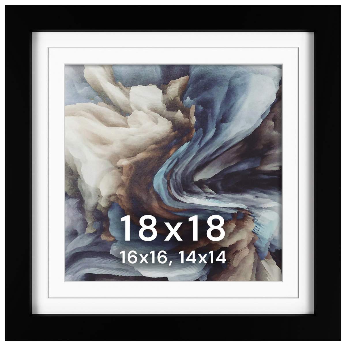 18x18 Wood Frame Double Matted to 16x16 and 14x14 - Glass
