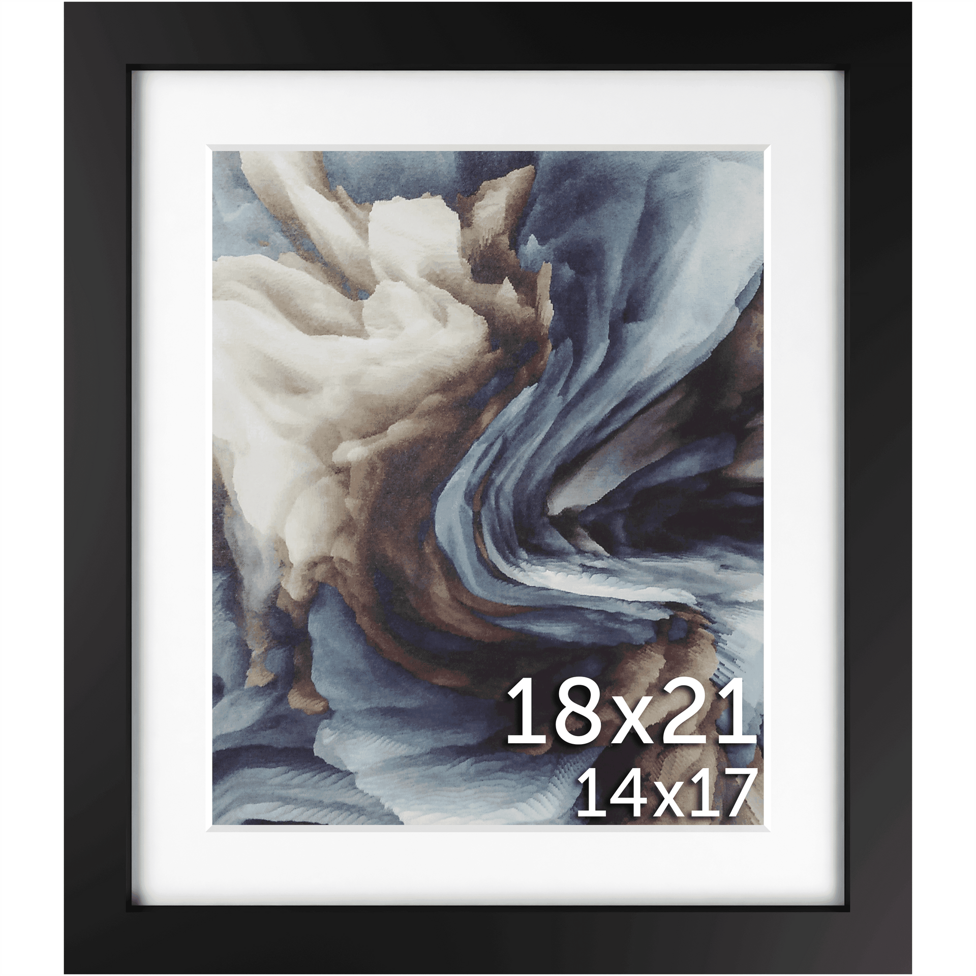 18x21 Frame Matted to 14x17 – Solid Wood Poster Frame with