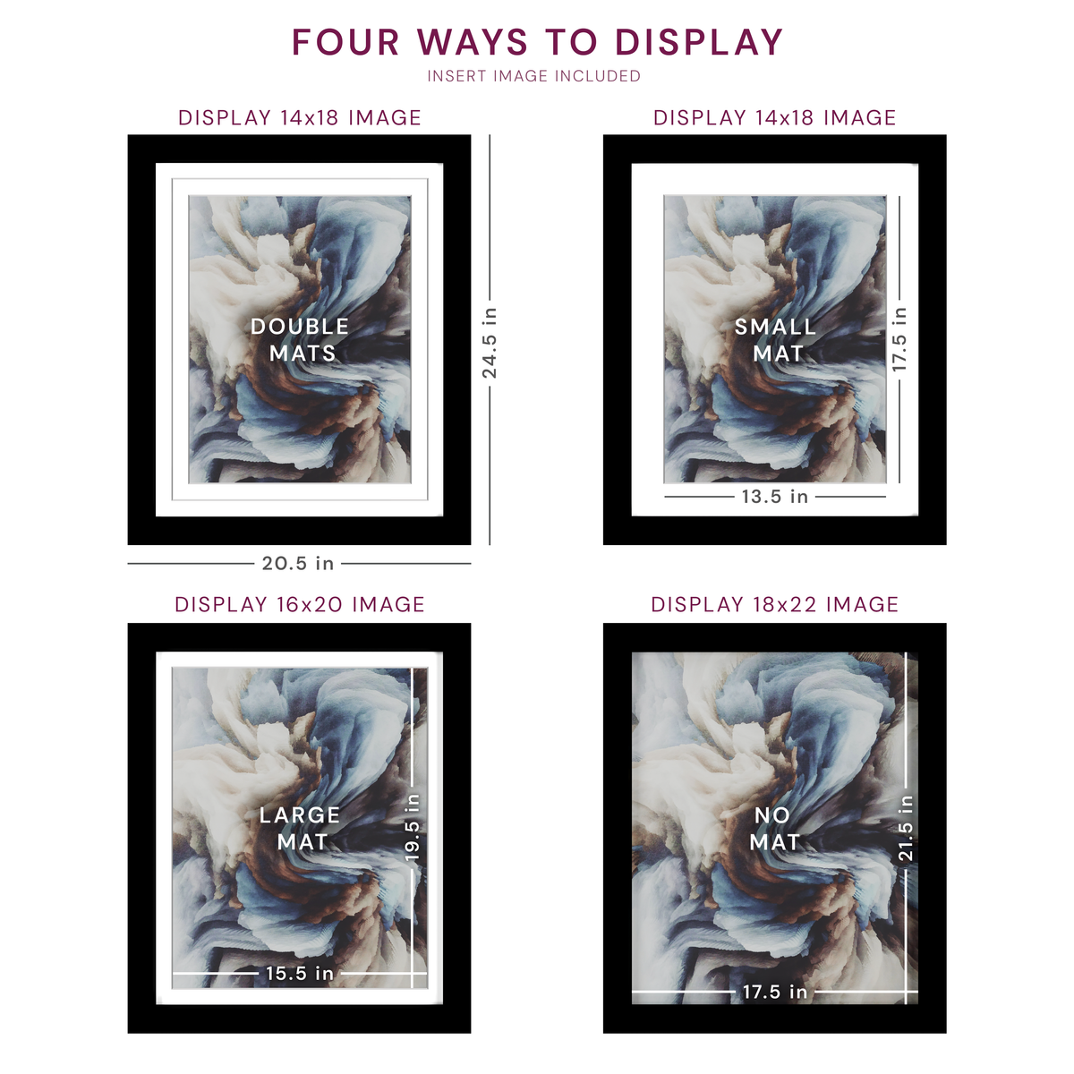 18x22 Wood Frame Double Matted to 16x20 and 14x18 - Glass