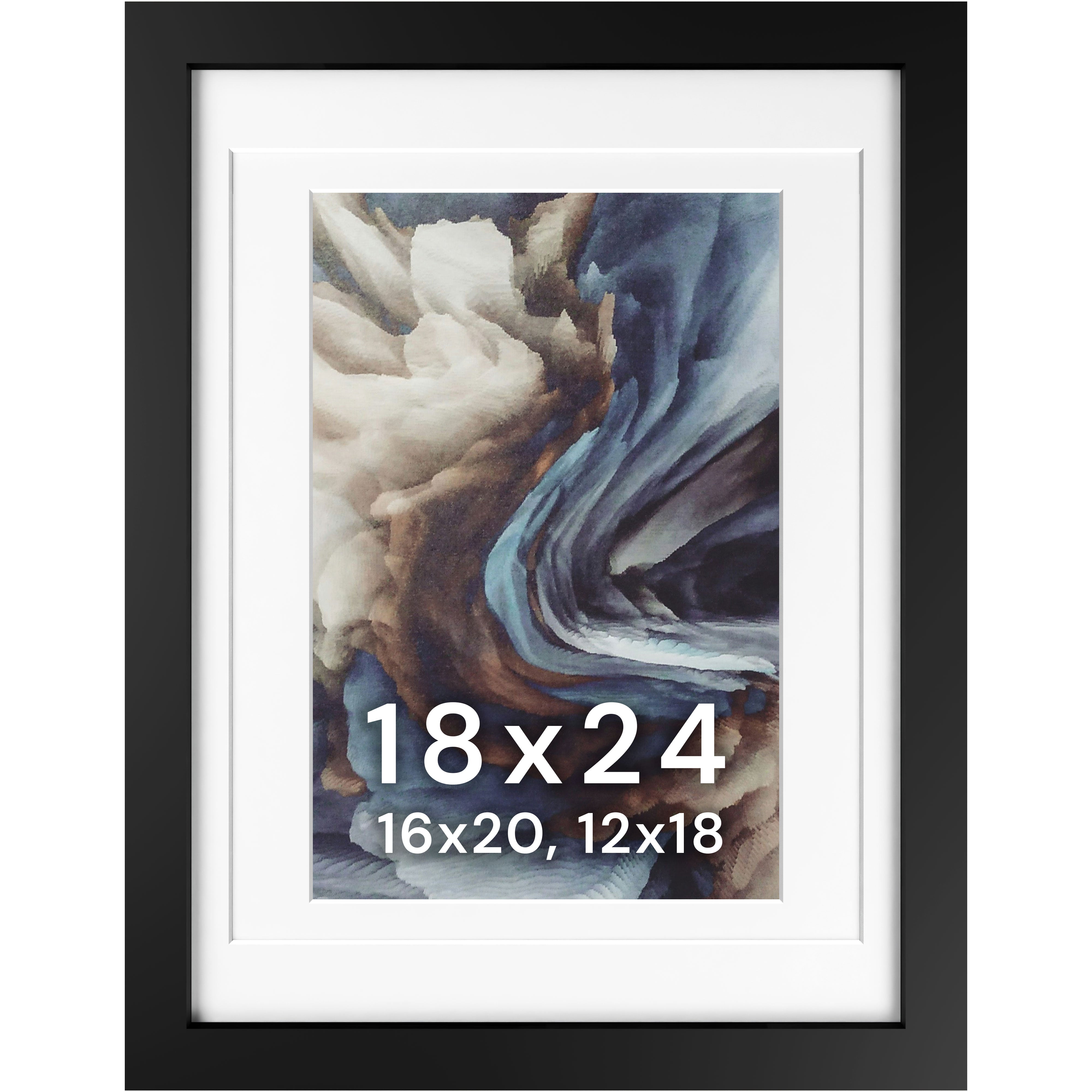 18x24 Wood Frame Double Matted to 16x20 and 12x18 - Glass