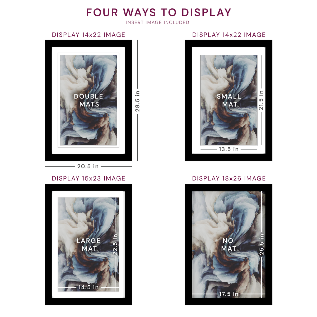18x26 Wood Frame Double Matted to 15x23 and 14x22 - Glass