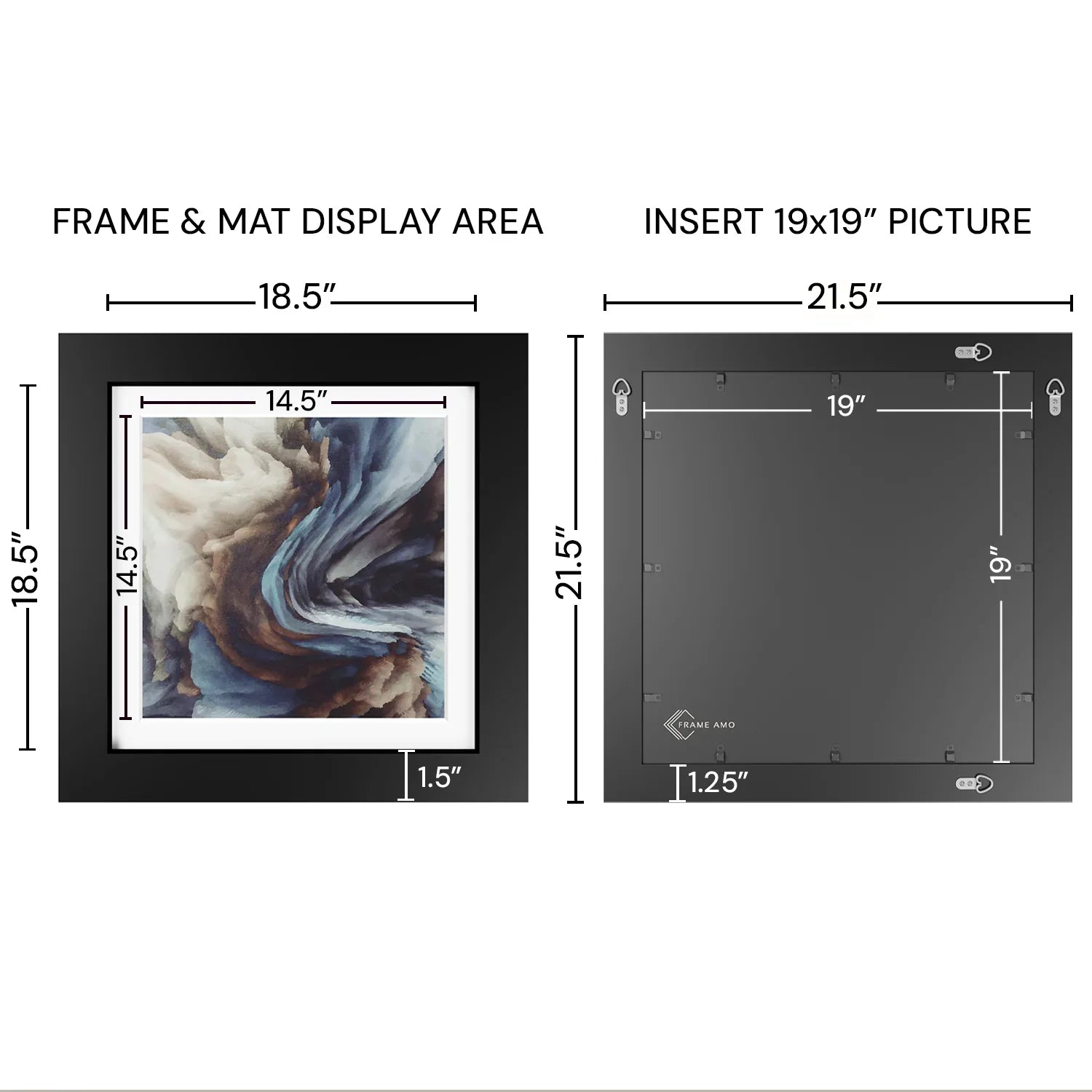 19x19 Matted Wood Frame - Signature Glass