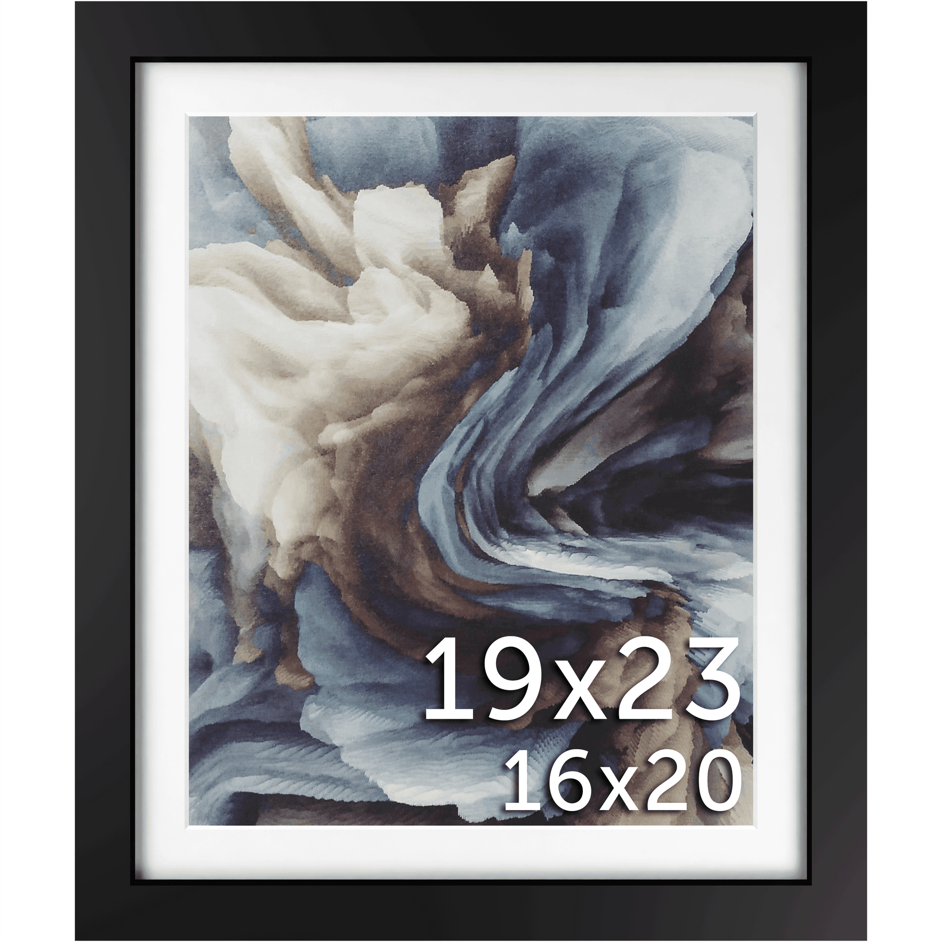 19x23 Frame Matted to 16x20 – Solid Wood Poster Frame with