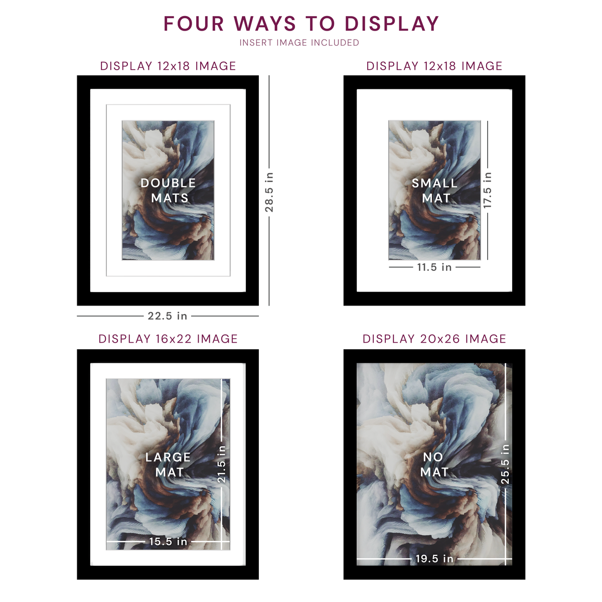 20x26 Wood Frame Double Matted to 16x22 and 12x18 - Glass