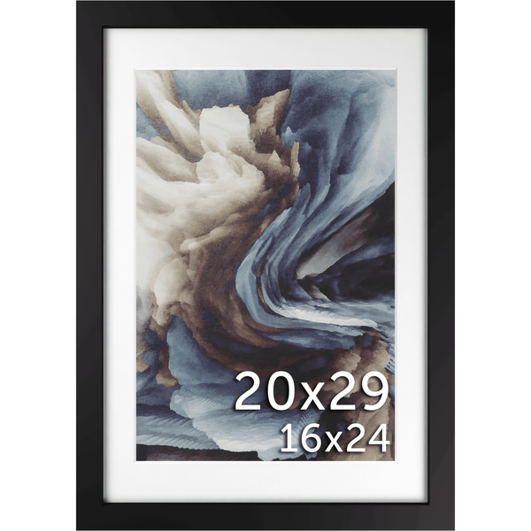 20x29 Frame Matted to 16x24 – Solid Wood Poster Frame with