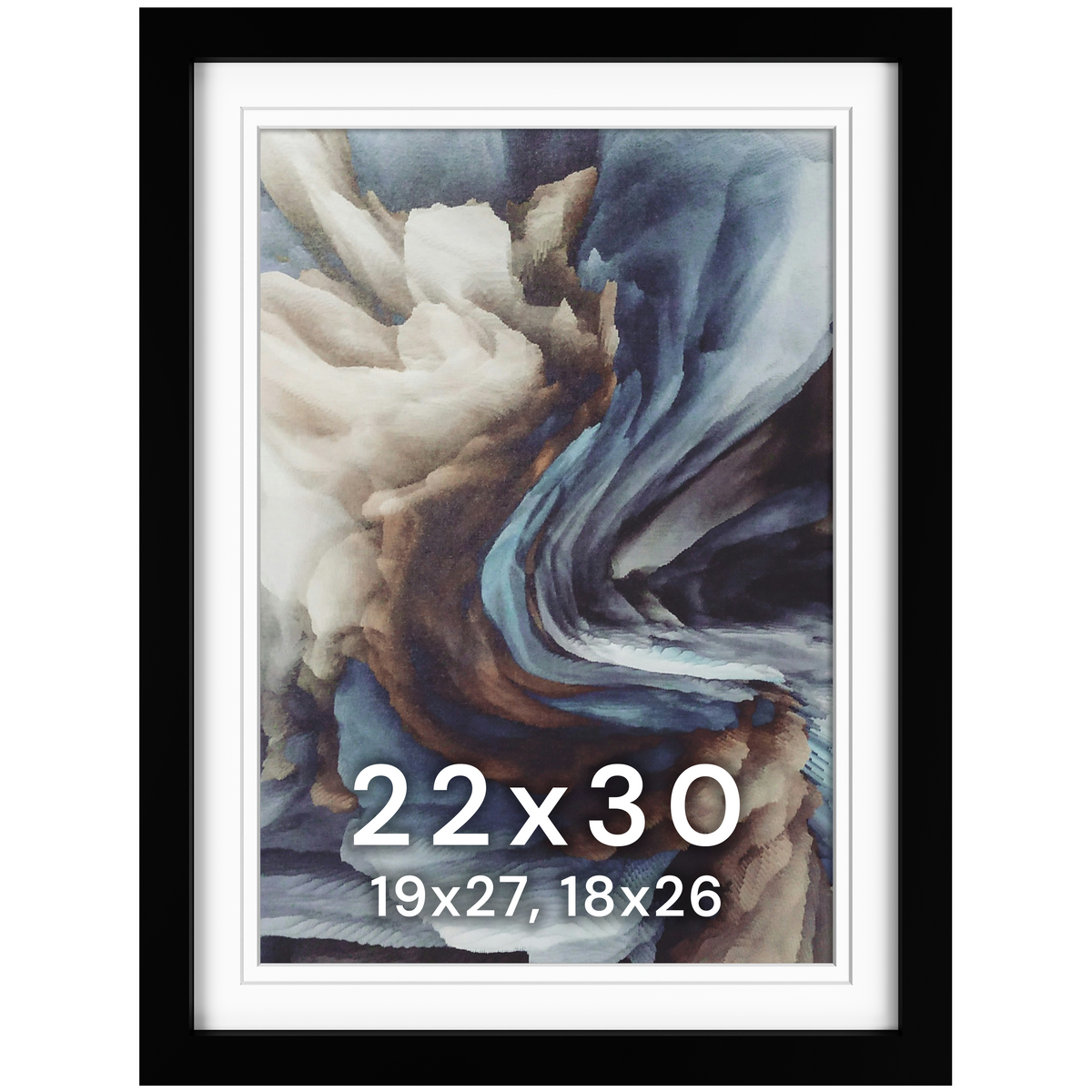 22x30 Wood Frame Double Matted to 19x27 and 18x26 - Glass