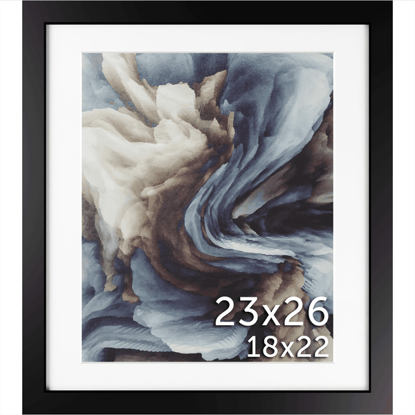23x26 Frame Matted to 18x22 – Solid Wood Poster Frame with
