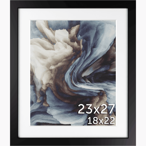 23x27 Frame Matted to 18x22 – Solid Wood Poster Frame with