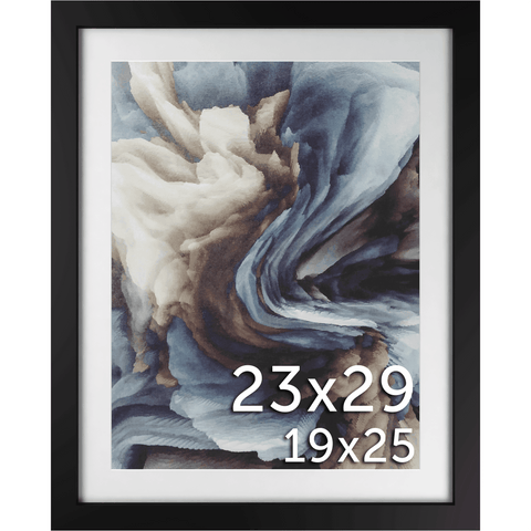 23x29 Frame Matted to 19x25 – Solid Wood Poster Frame with