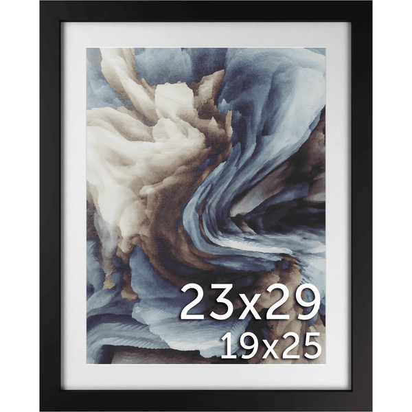 23x29 Frame Matted to 19x25 – Solid Wood Poster Frame with