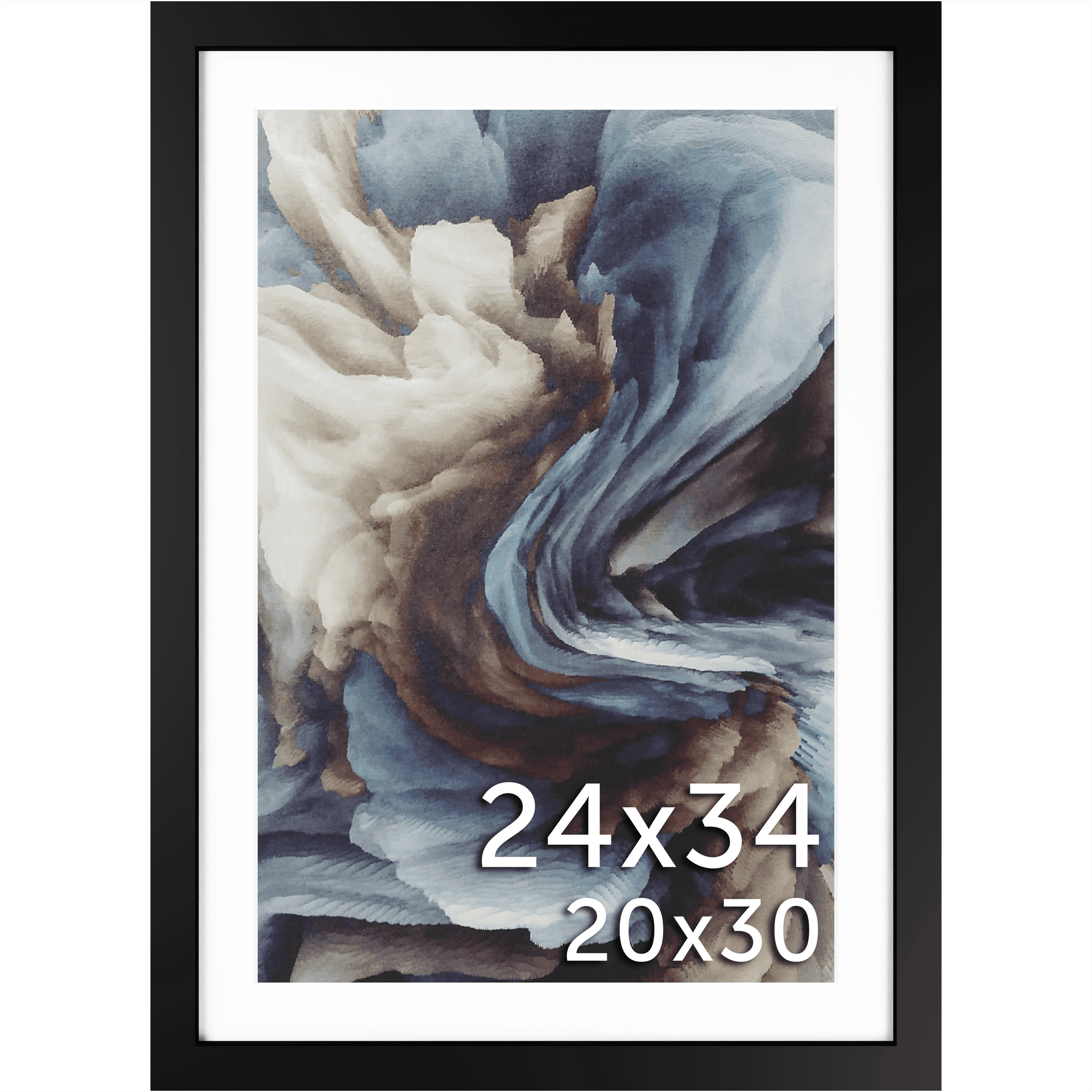 24x34 Frame Matted to 20x30 – Solid Wood Poster Frame with