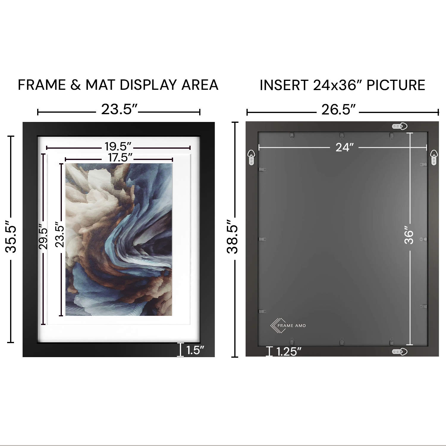 24x36 Multi-Mat Wood Frame - Signature Glass