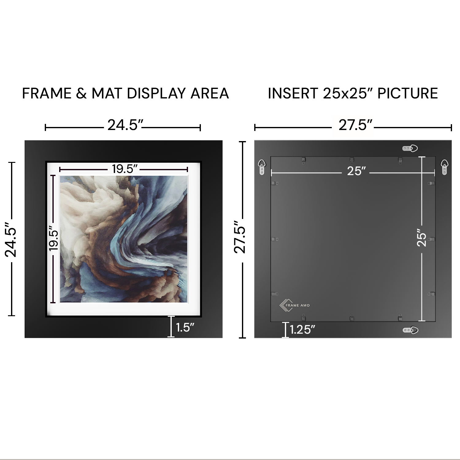 25x25 Marco Foto Madera Mate