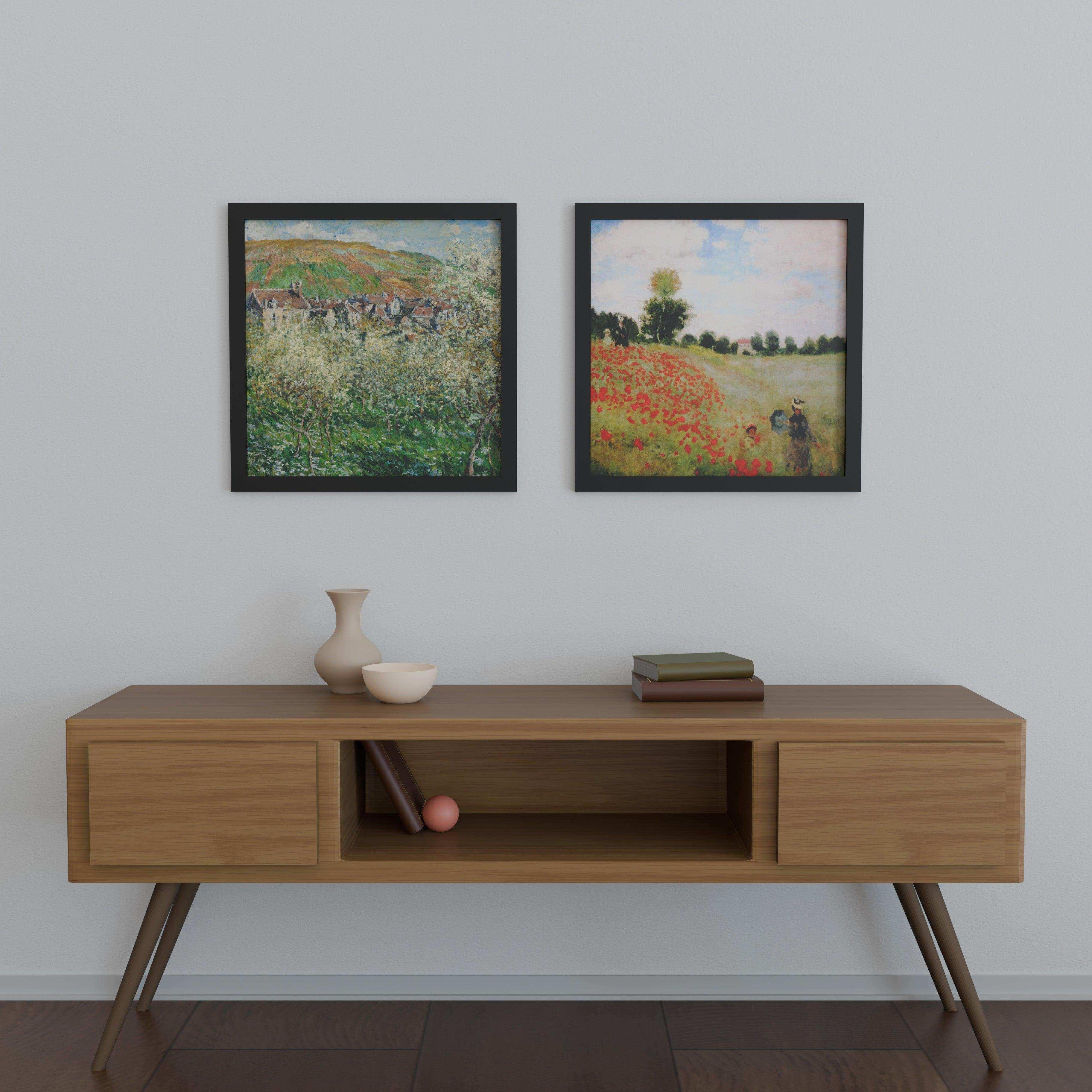 25x25 Frame Matted to 20x20 – Solid Wood Square Frame with
