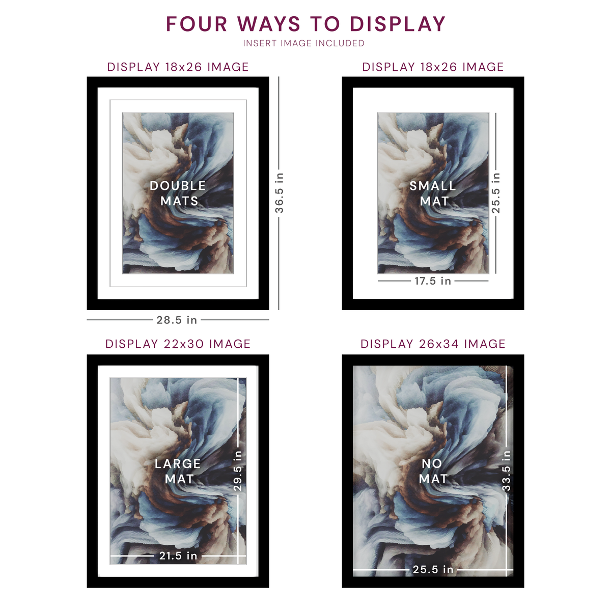 26x34 Wood Frame Double Matted to 22x30 and 18x26 - Glass