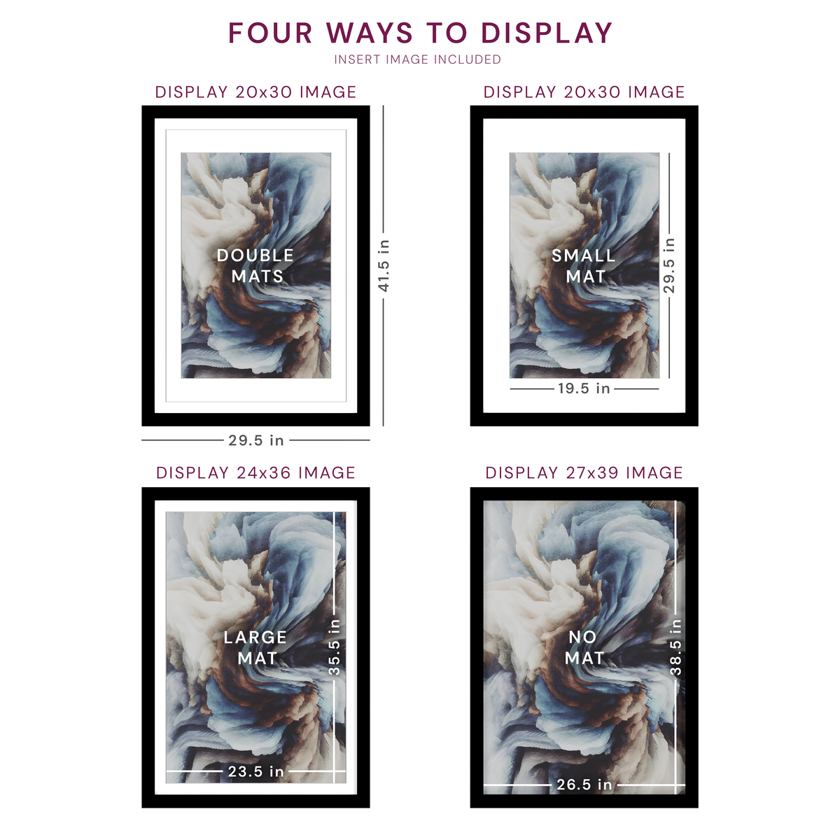 27x39 Wood Frame Double Matted to 24x36 and 20x30 - Glass