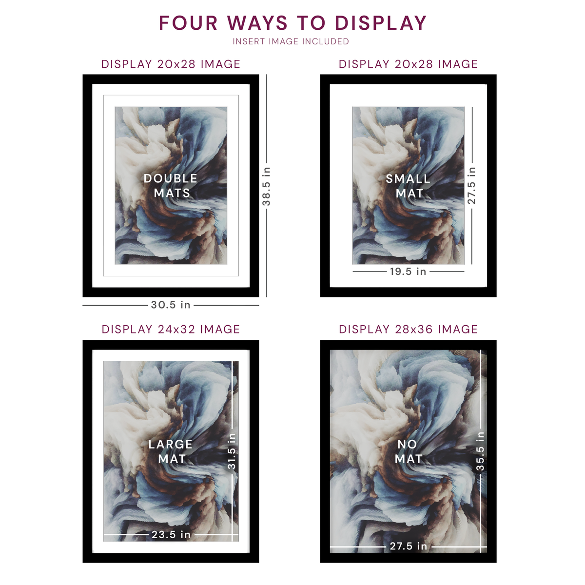 28x36 Wood Frame Double Matted to 24x32 and 20x28 - Glass