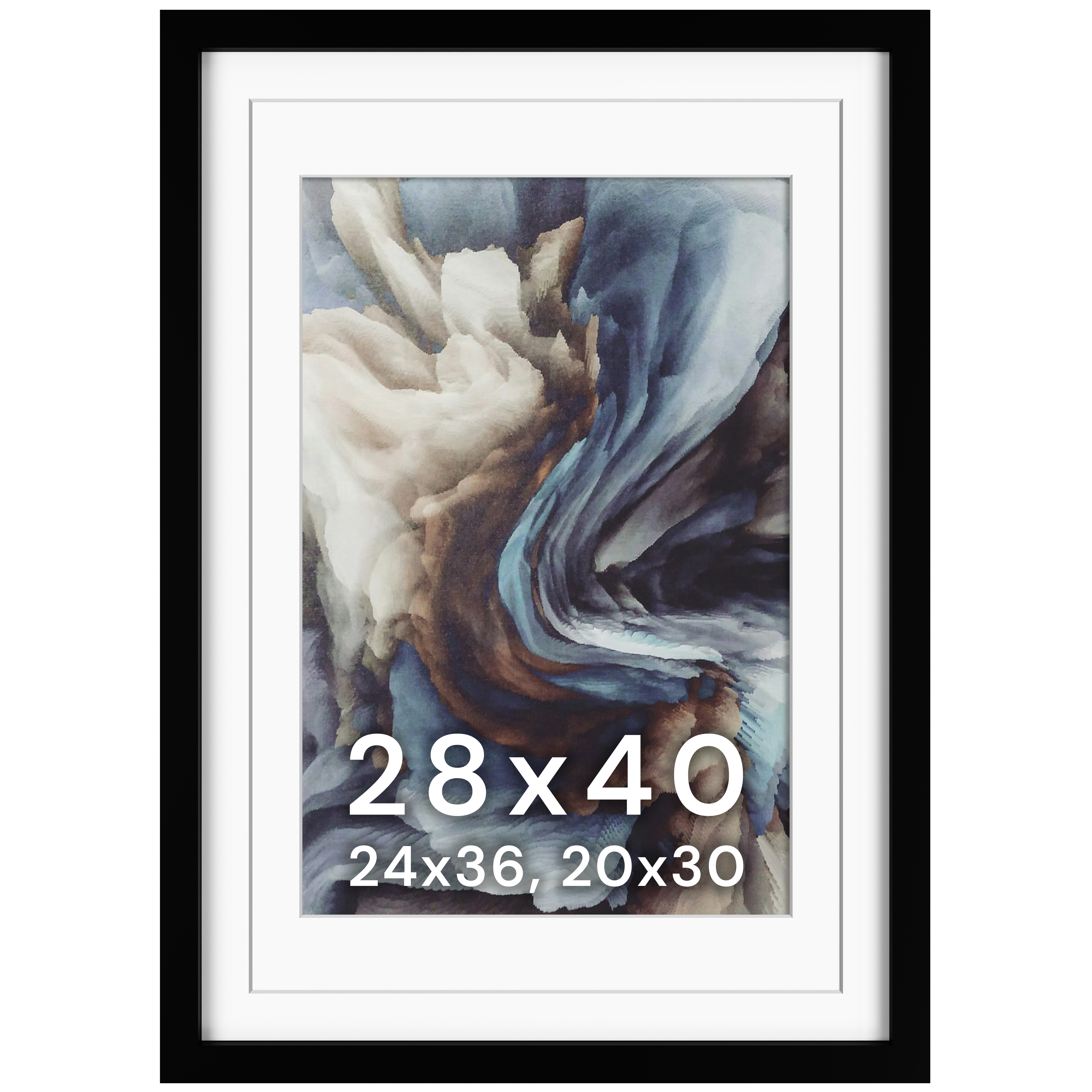 28x40 Wood Frame Double Matted to 24x36 and 20x30 - Glass
