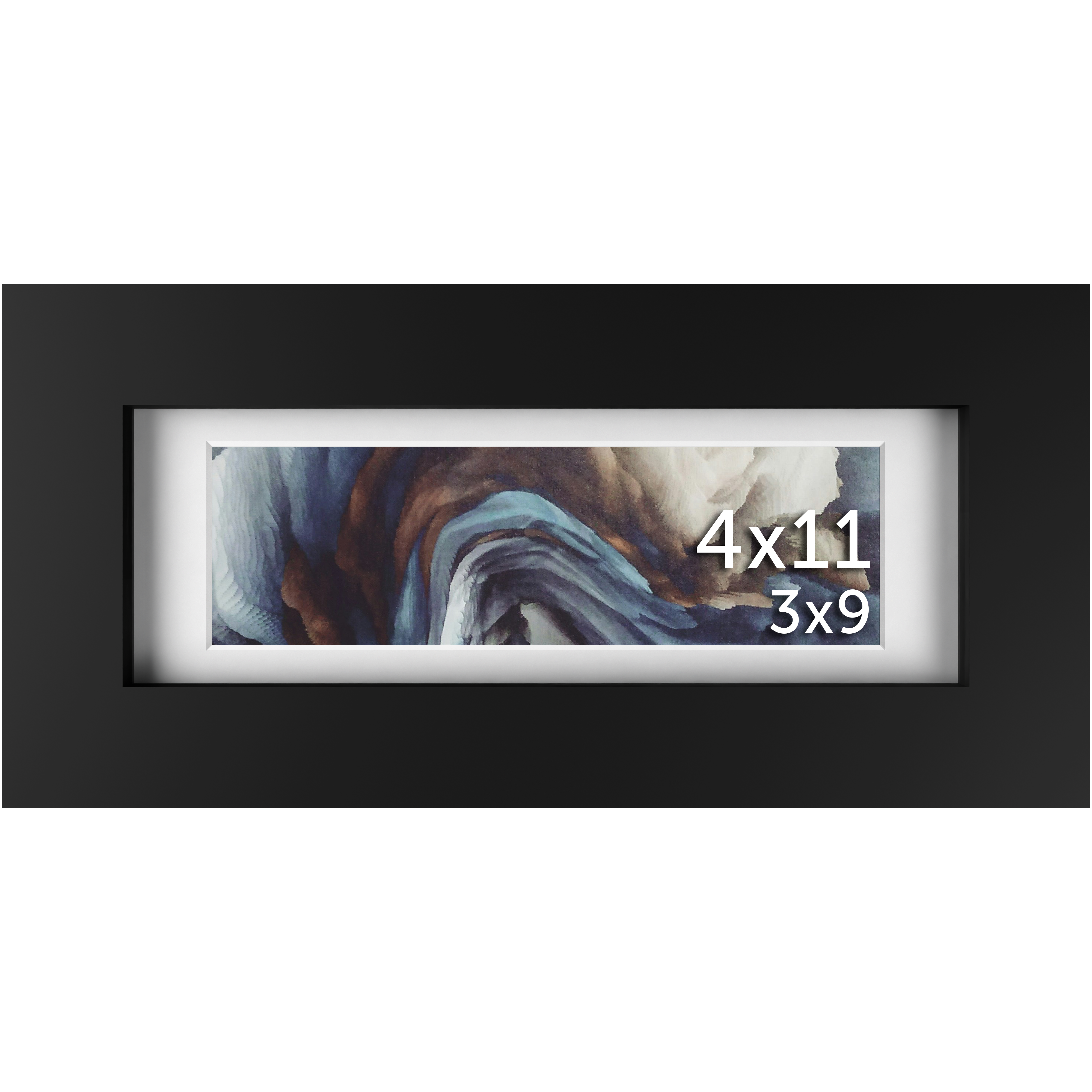 4x11 Black Matted Frame - Frame Amo