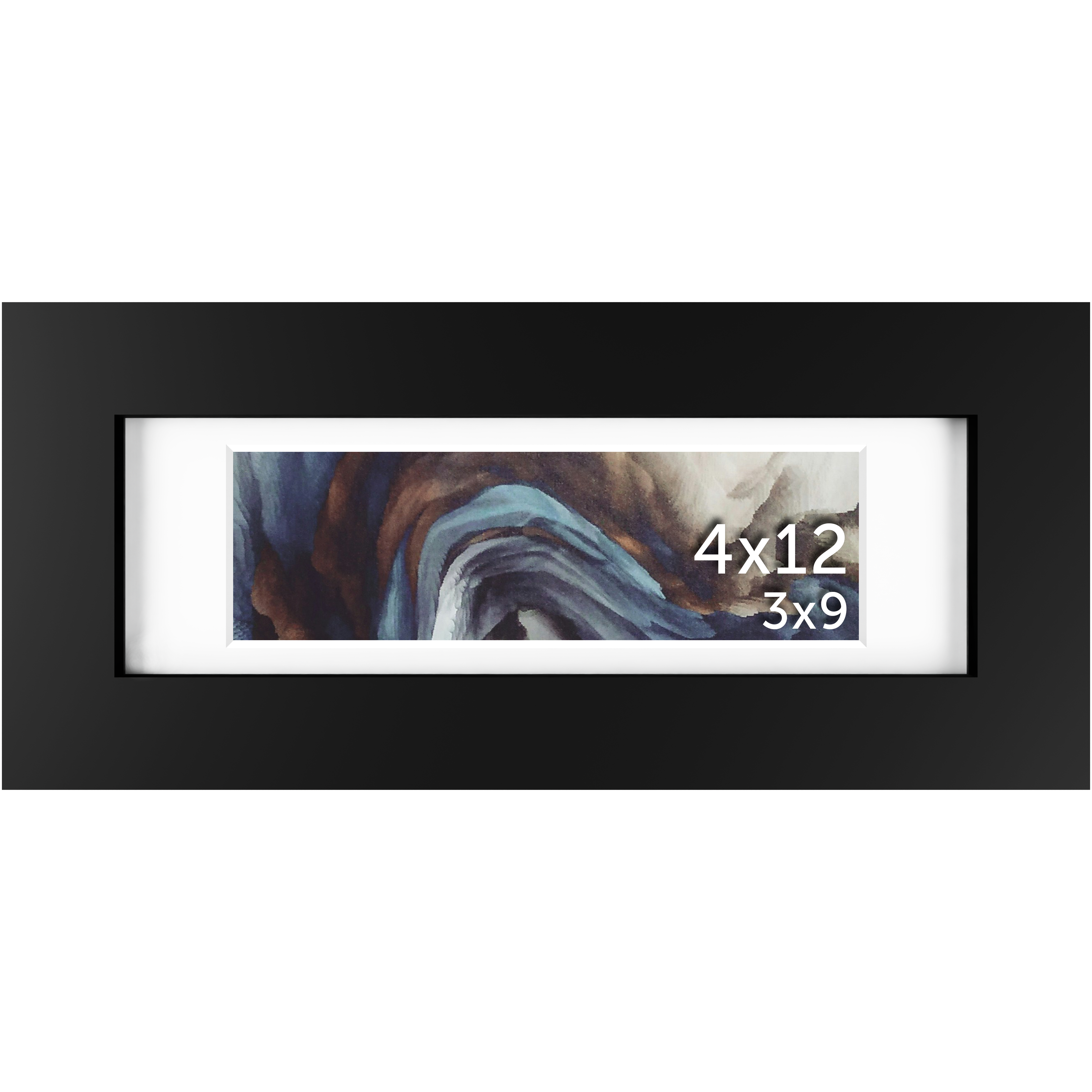 4x12 Black Matted Frame - Frame Amo
