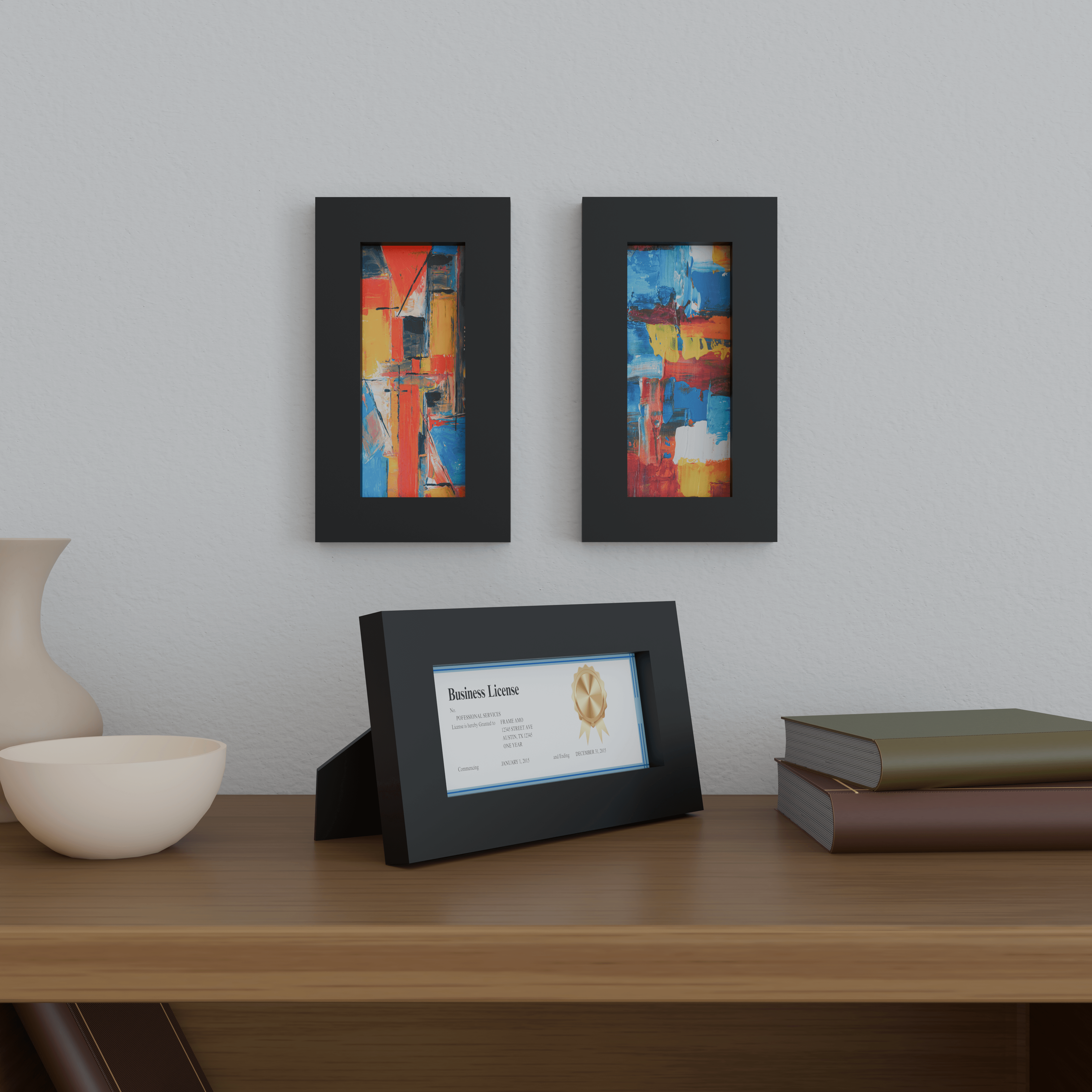 4x9 Matted Wood Frame