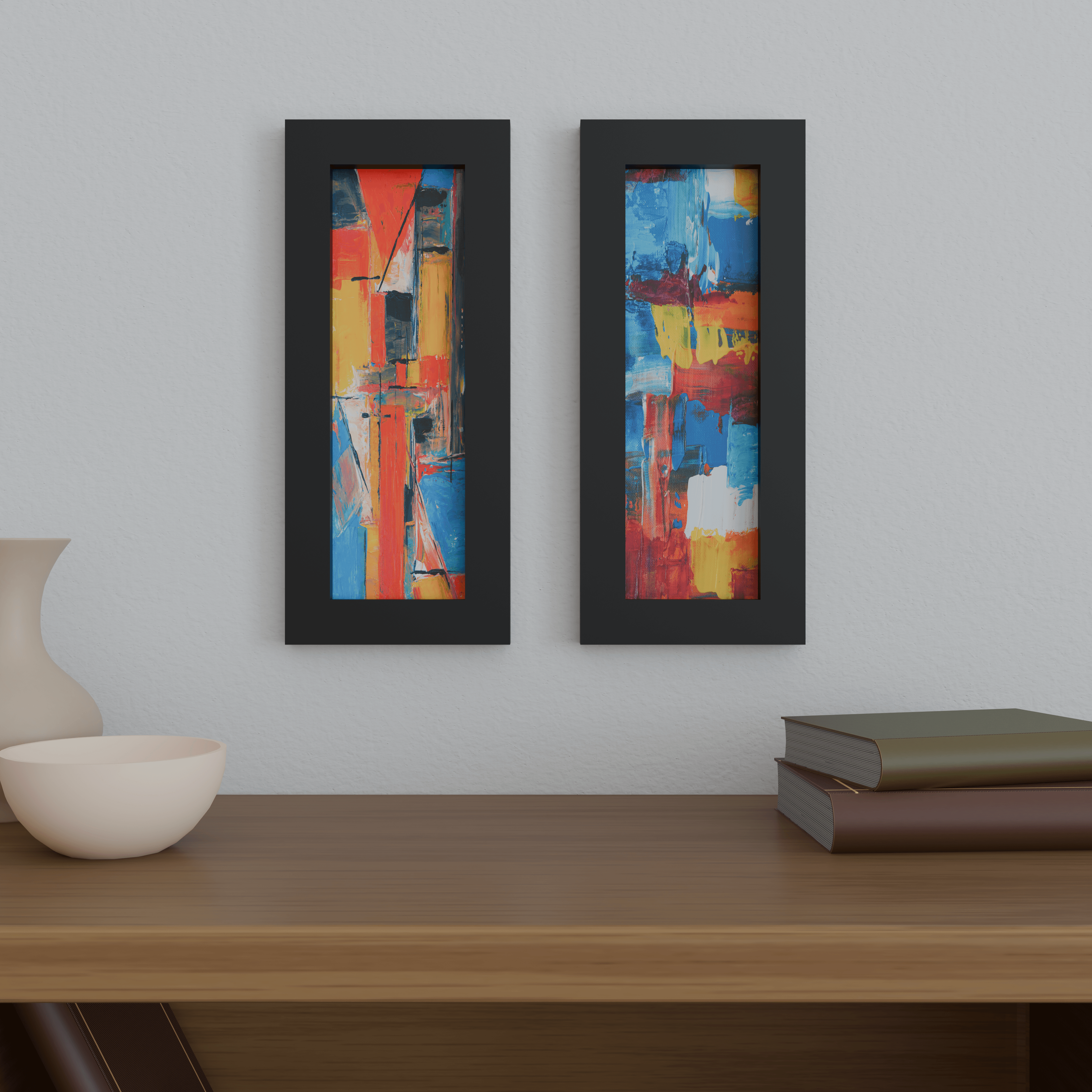 5x15 Matted Wood Frame