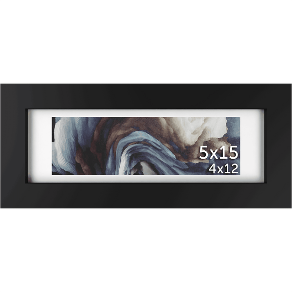 5x15 Frame Matted to 4x12 – Solid Wood Poster Frame with Tempered