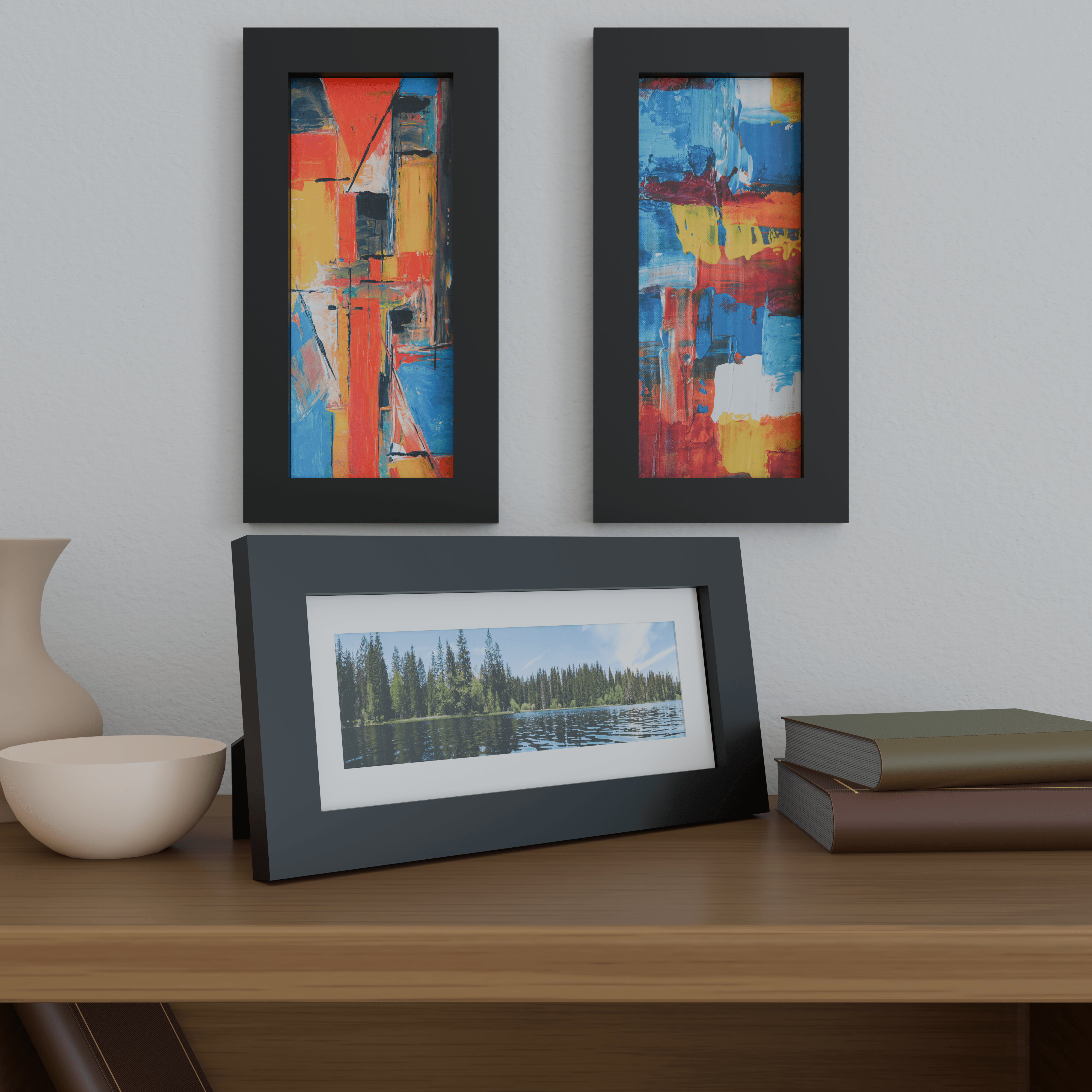 6x14 Matted Wood Frame