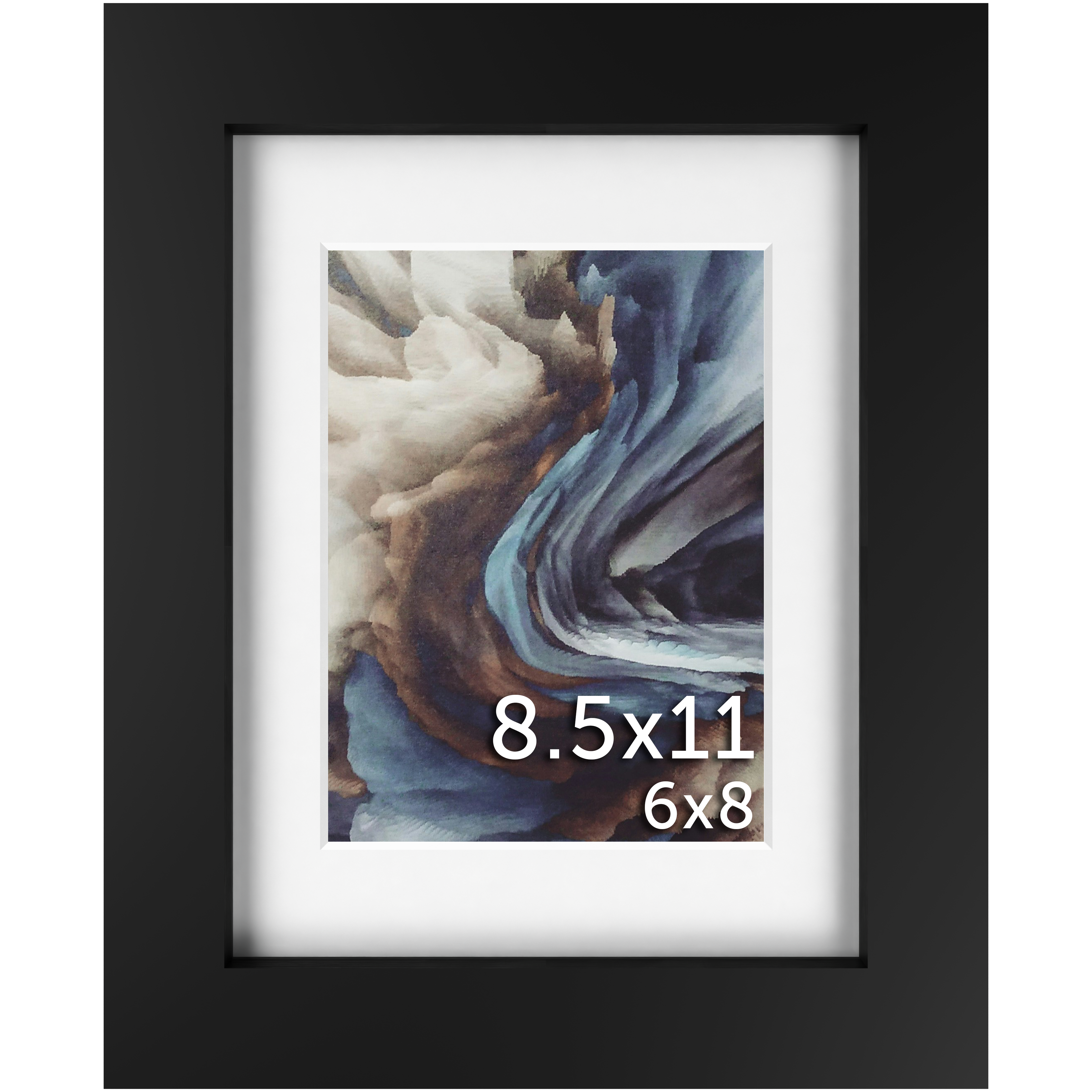 8.5x11 Black Matted Frame - Frame Amo