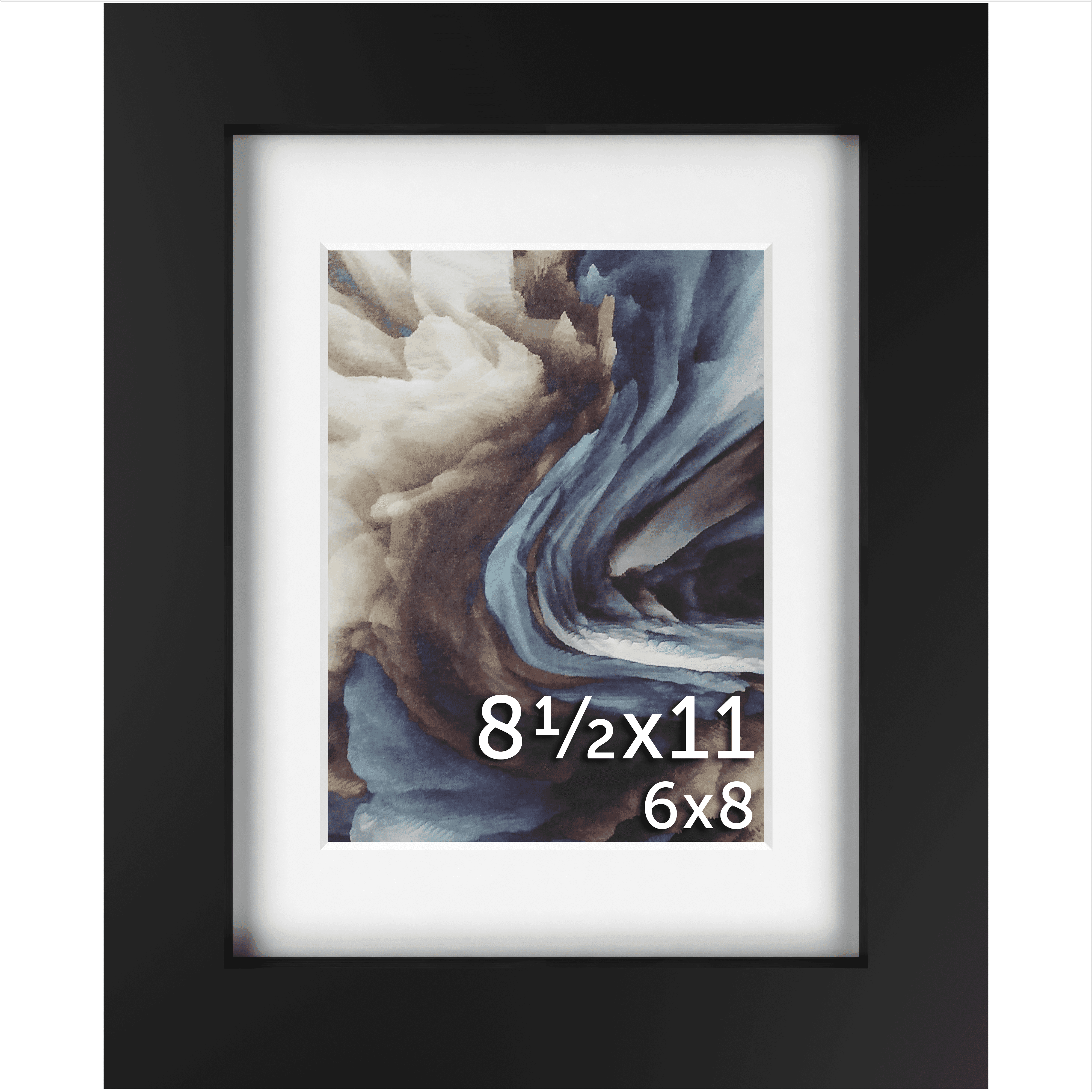 8.5x11 Black Matted Frame - Frame Amo