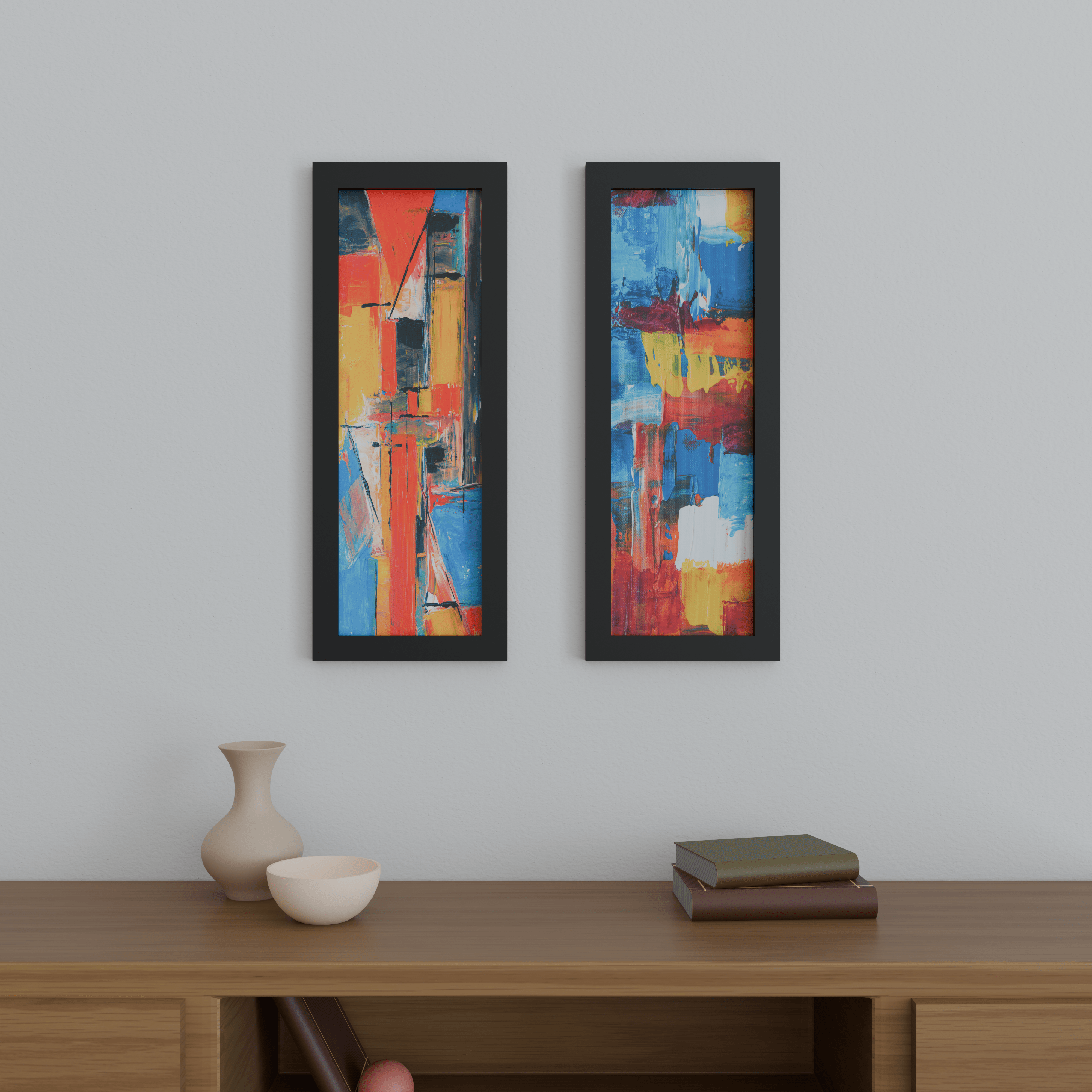 9x27 Matted Wood Frame