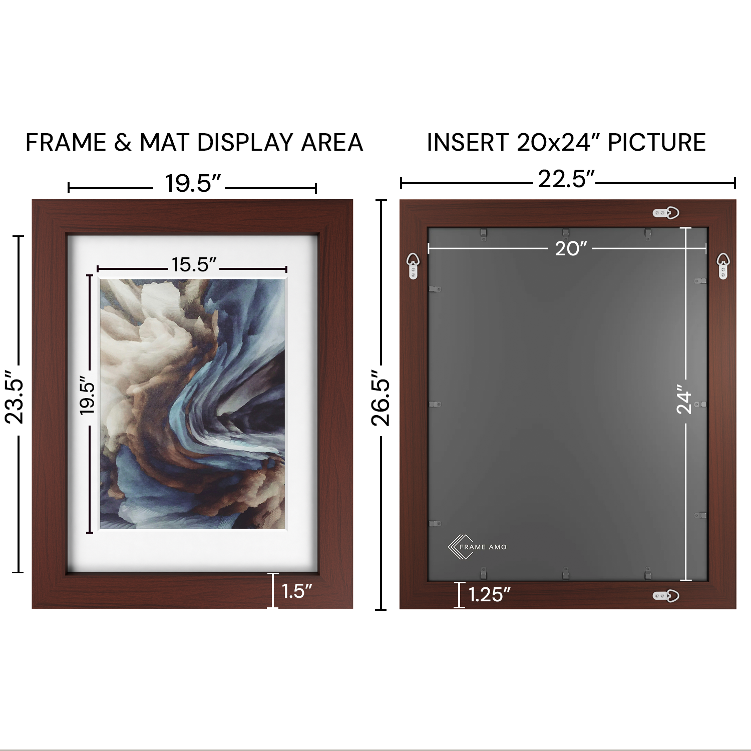 20x24 Matted Wood Frame